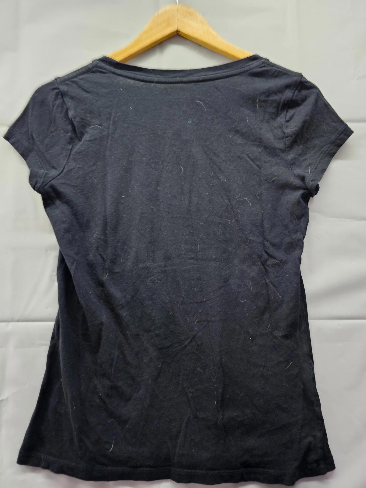 Express Rhinestone Logo T-Shirt Women's Medium Black Sparkle Graphic Tee