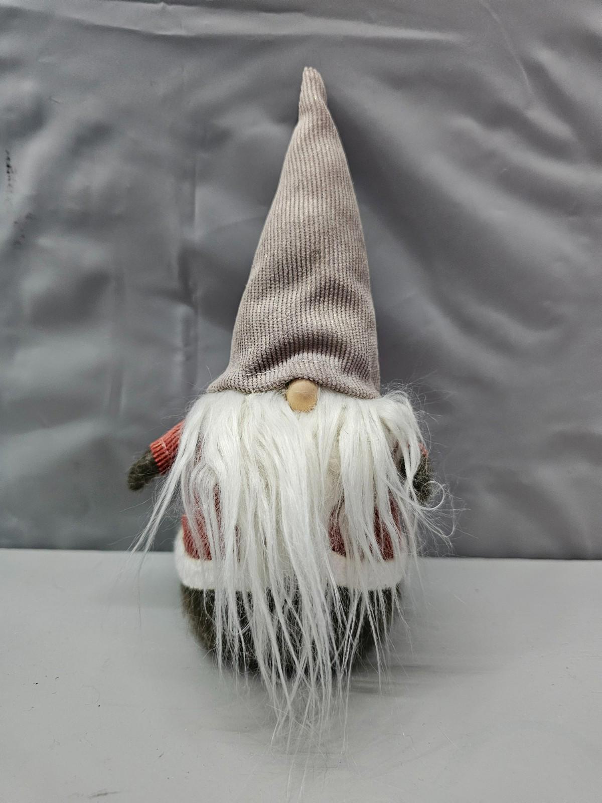 Rustic Nordic Christmas Gnome Plush Santa Tomte with Long White Beard & Knit H