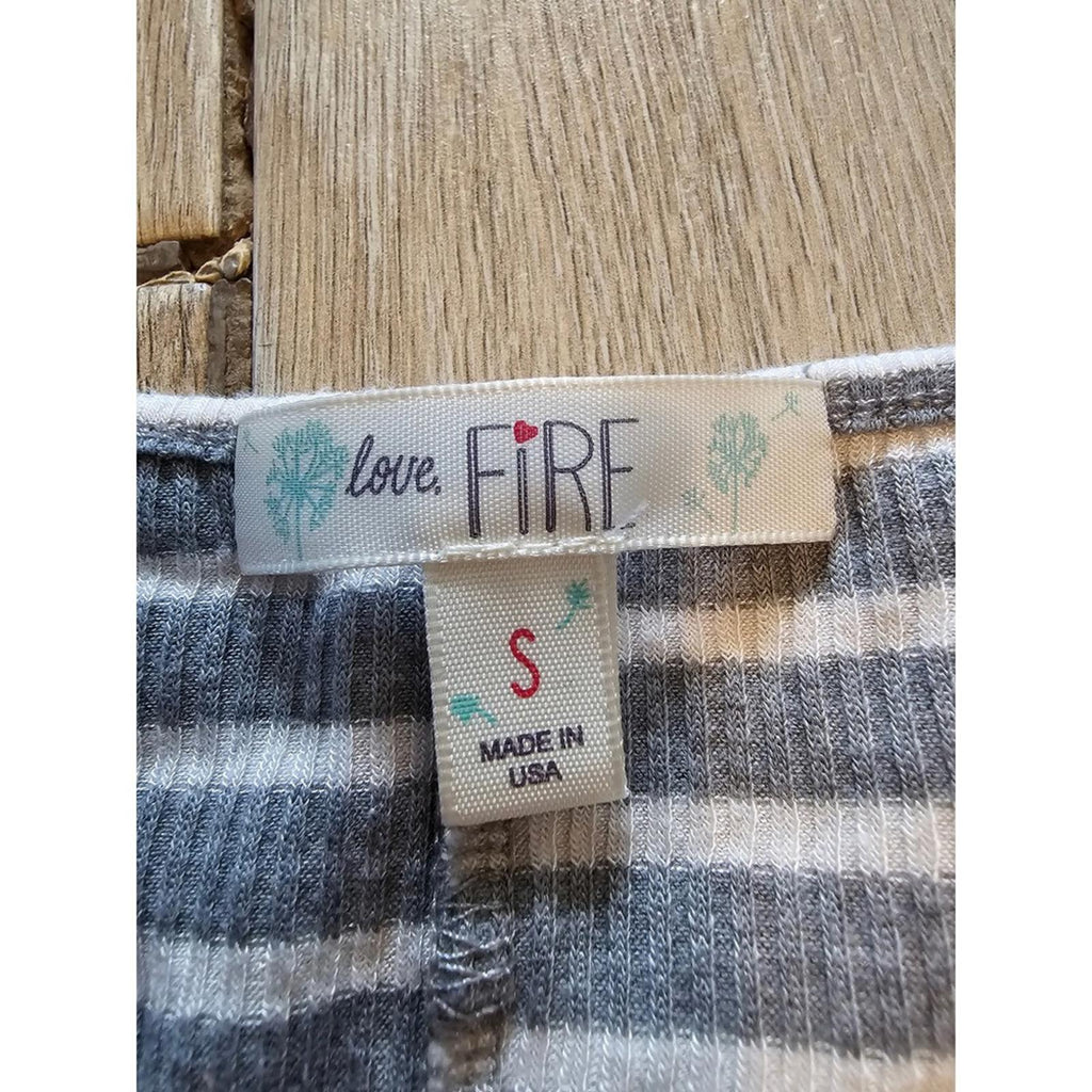 Love Fire Women's Gray White Striped Casual Dress Size S