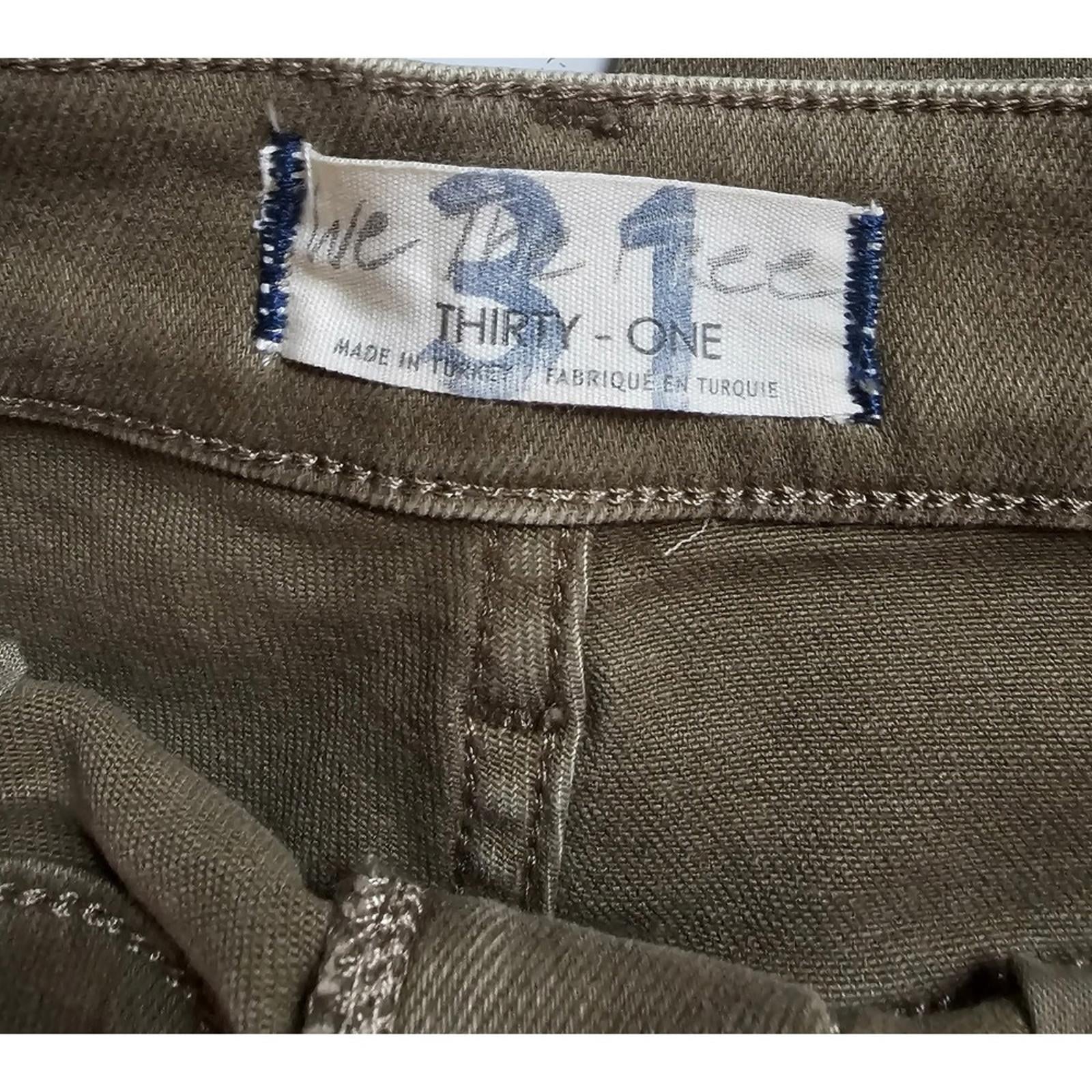 We The Free Free People Olive Green Skinny Jeans 31 Raw Hem Stretch