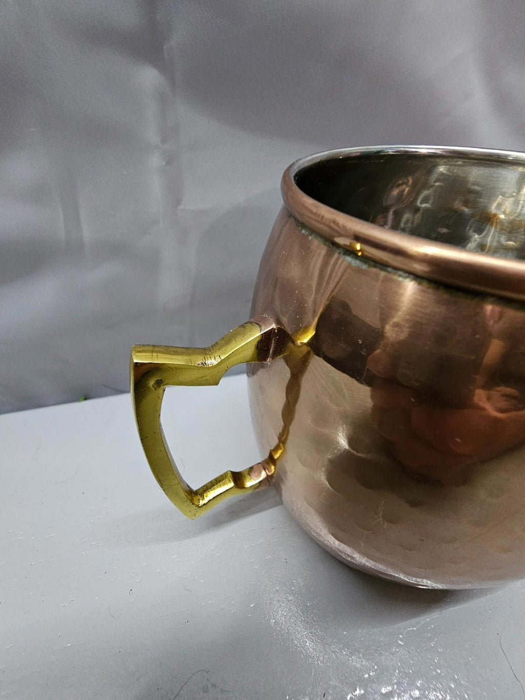 Hammered Copper Moscow Mule Mug Brass Handle 16 oz Classic Barware