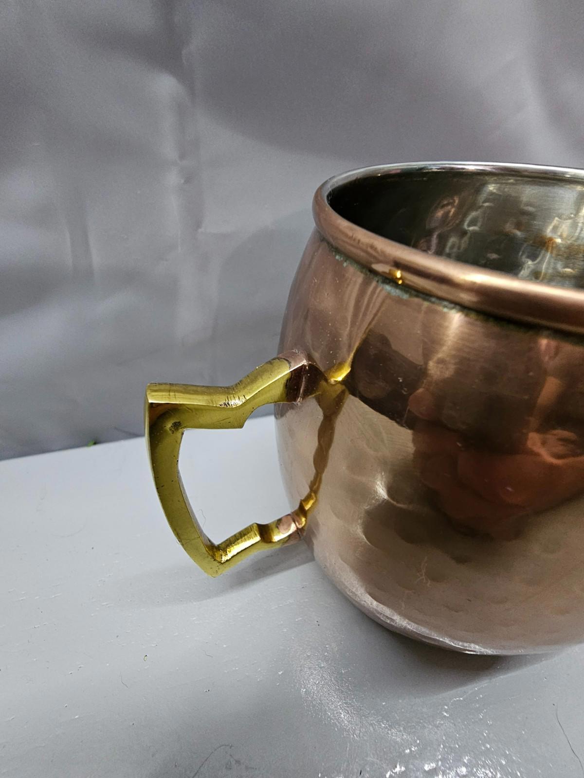 Hammered Copper Moscow Mule Mug Brass Handle 16 oz Classic Barware