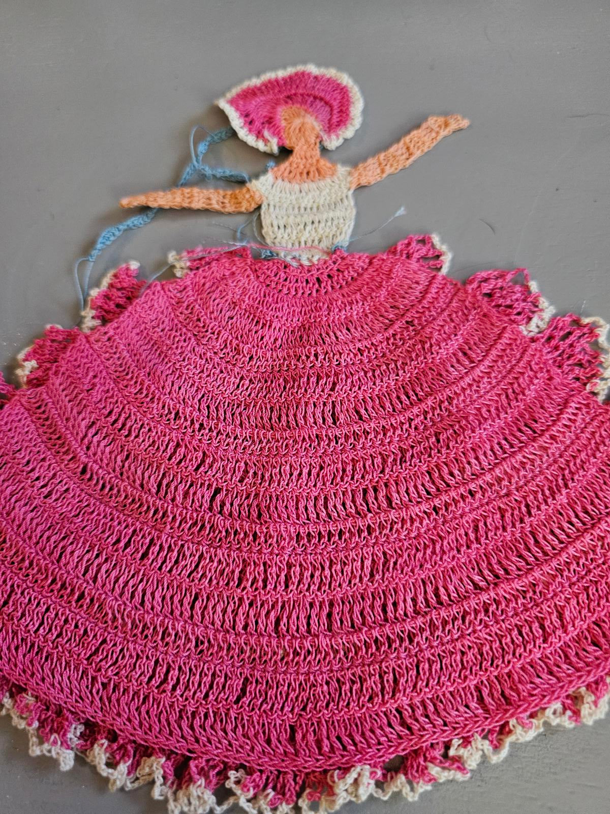 Vintage Crochet Doll Dress Pattern Ruffle Fiesta