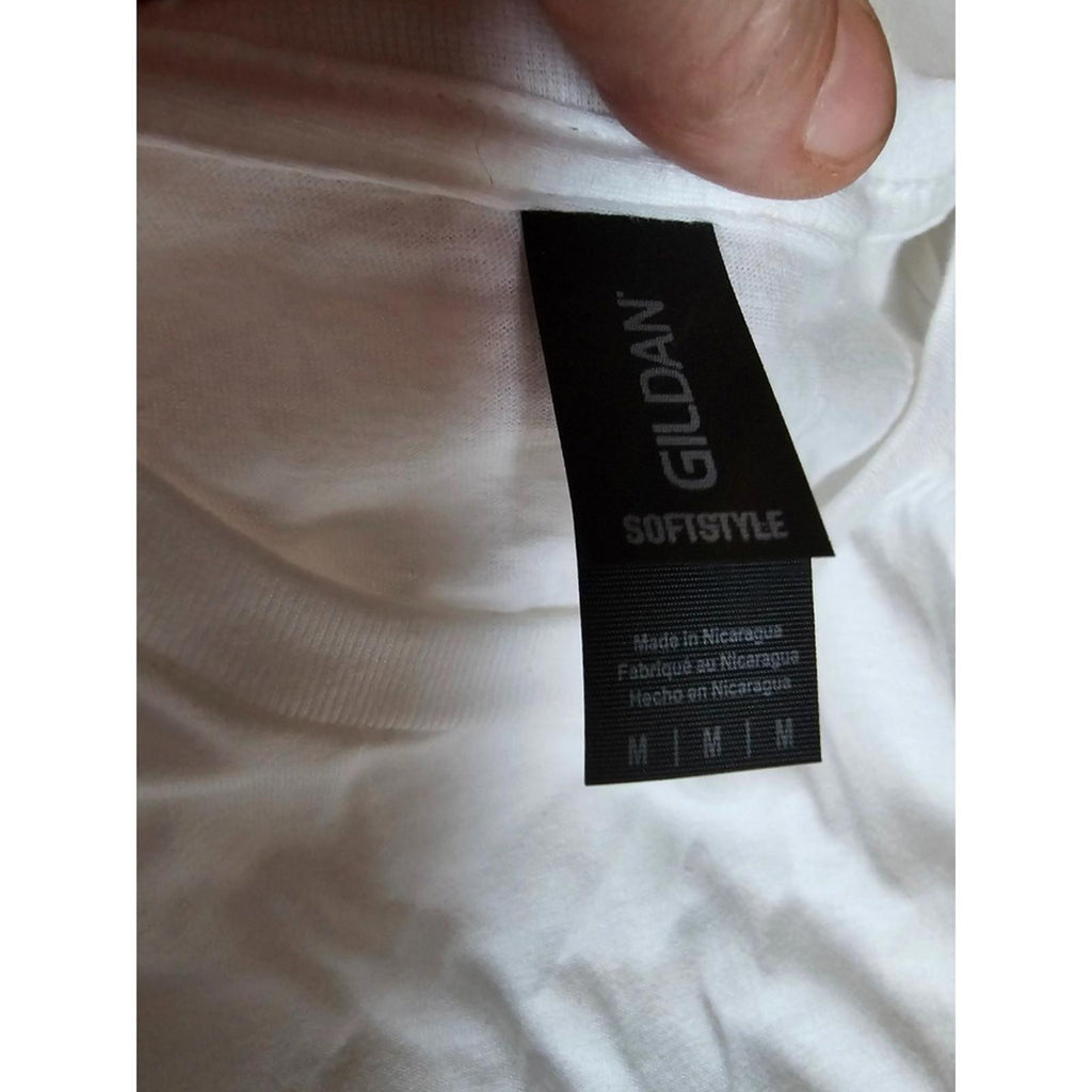 White Gildan Softstyle Tee Line Art Dog Graphic Unisex M Casual