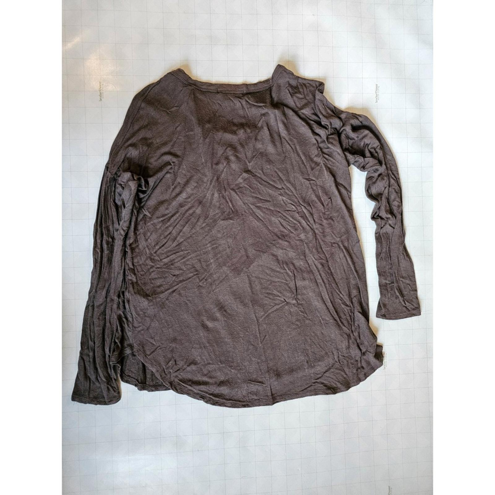 Cherish Brown Lace Up Long Sleeve Top Women's Medium