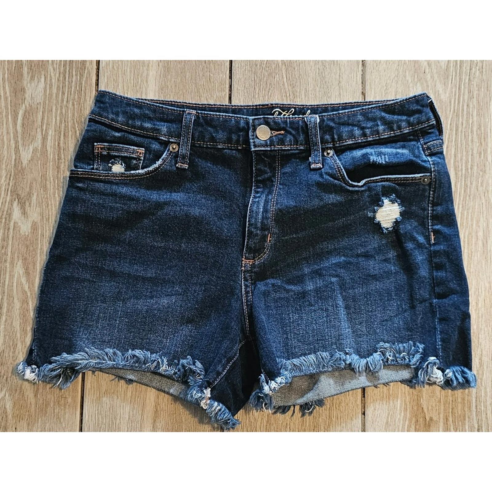 Universal Thread High Rise Denim Shorts 4 27R Distressed Cutoff Dark Wash