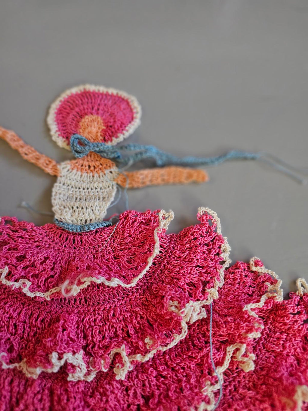 Vintage Crochet Doll Dress Pattern Ruffle Fiesta