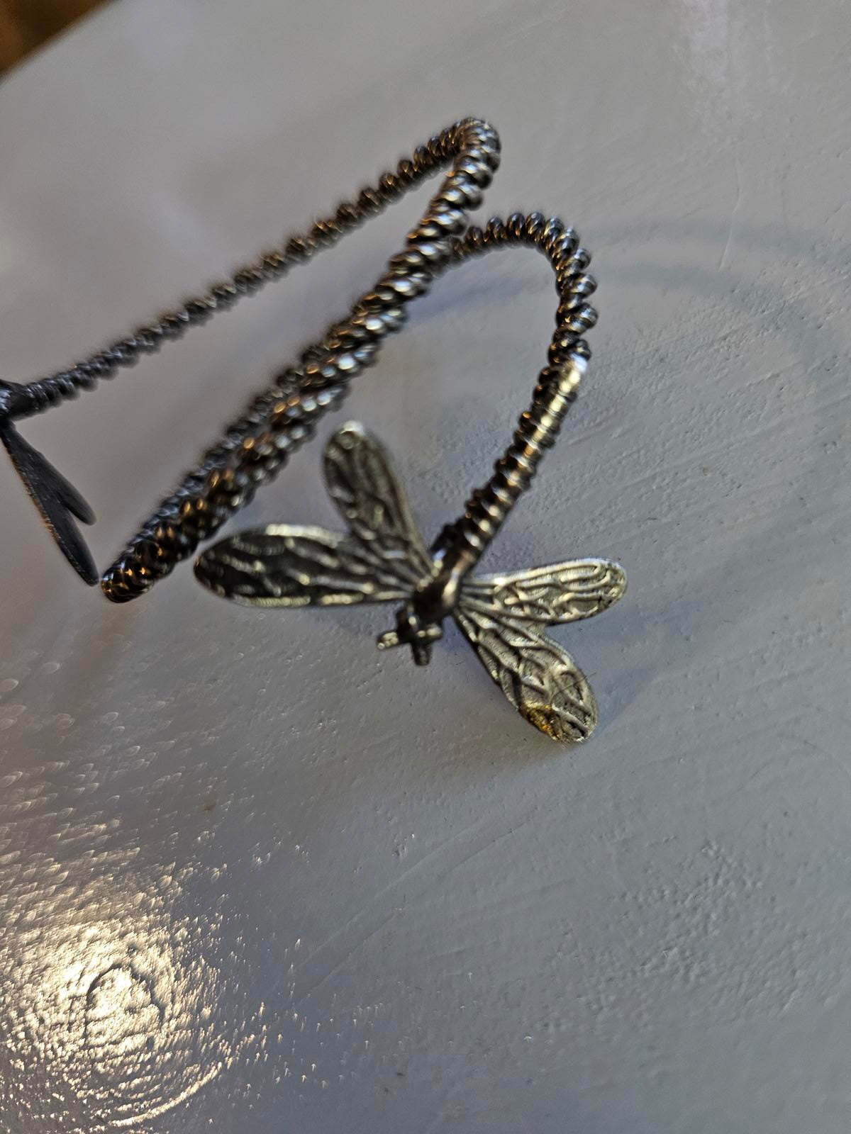 Vintage Inspired Dragonfly Wrap Bracelet Silver Tone Adjustable Boho Jewelry