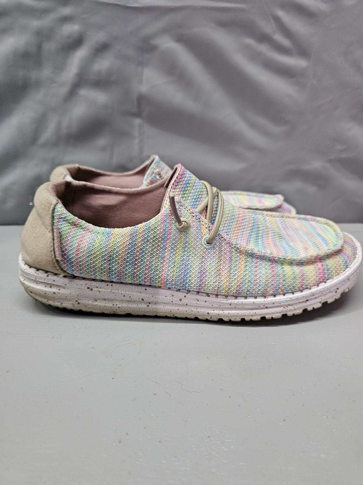 Hey Dude Wendy Sox Women’s Shoes Aurora White Pastel Knit Size 8