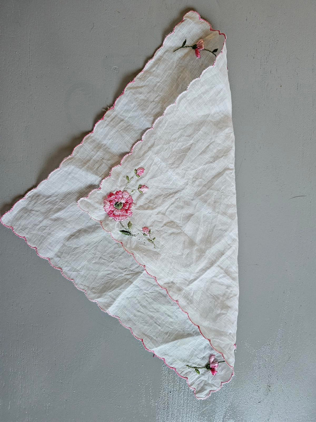 Delightfully Dainty Hand Embroidered Floral Cloth