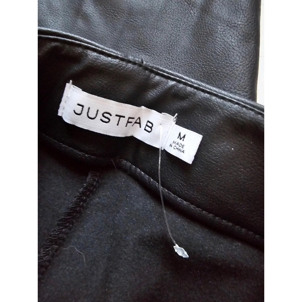 JustFab Faux Leather Leggings Black Size M High Waist Stretch Pants