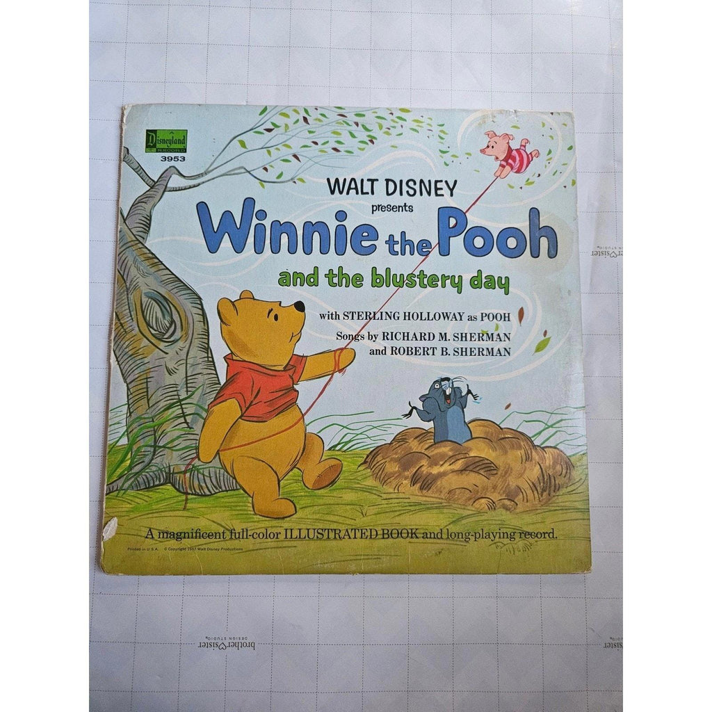 Walt Disney Presents Winnie the Pooh Blustery Day Vinyl Record & Book 3953 - good-g-