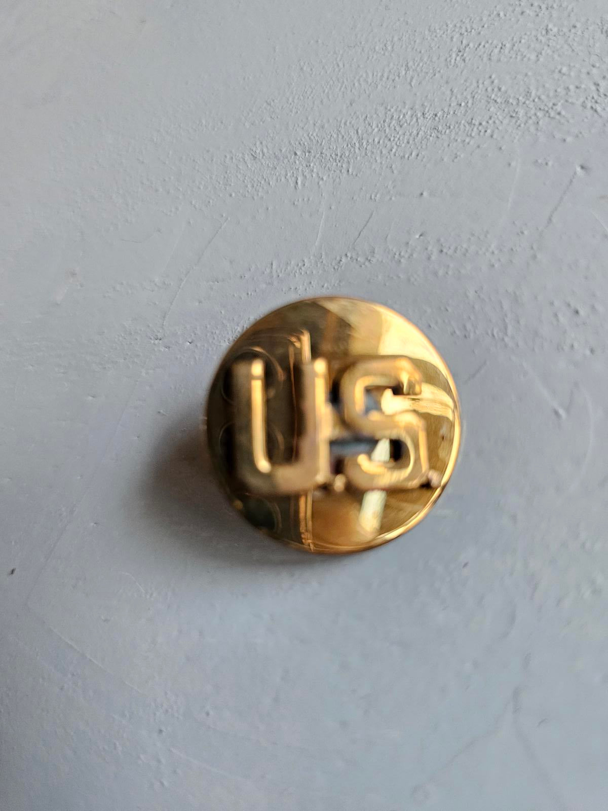 Vintage U.S. Army Collar Brass Insignia Pin – WWII Era Military Uniform Badge
