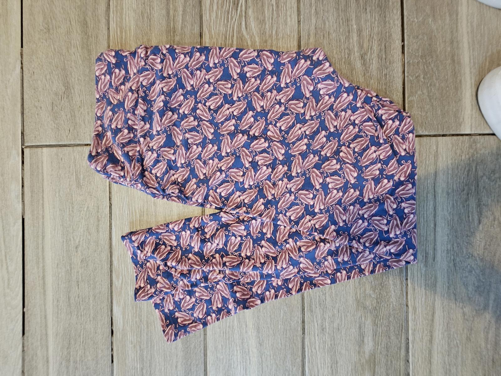 Lularoe TC Leggings Blue Pink Ballet Shoes Print Soft Stretch Dance