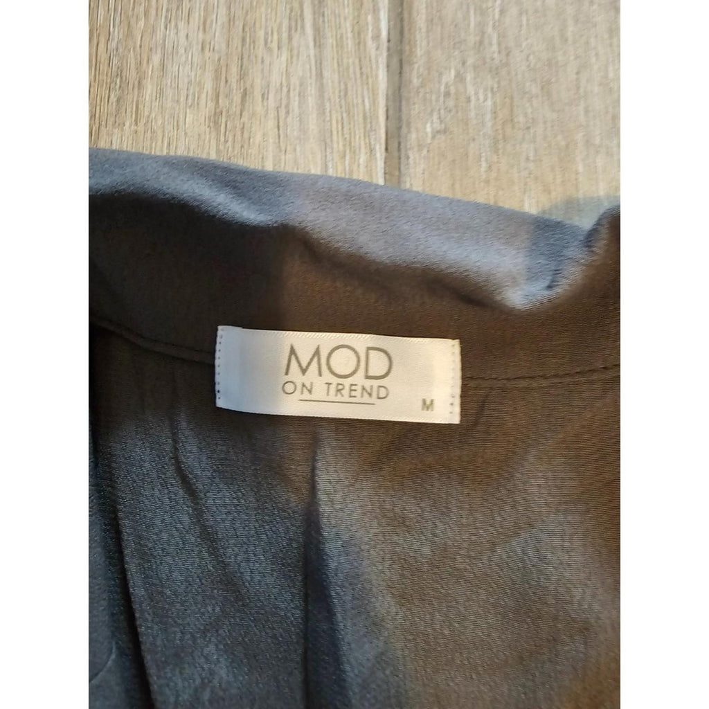 Mod On Trend Charcoal Gray Tie Waist Romper Women's M NWT