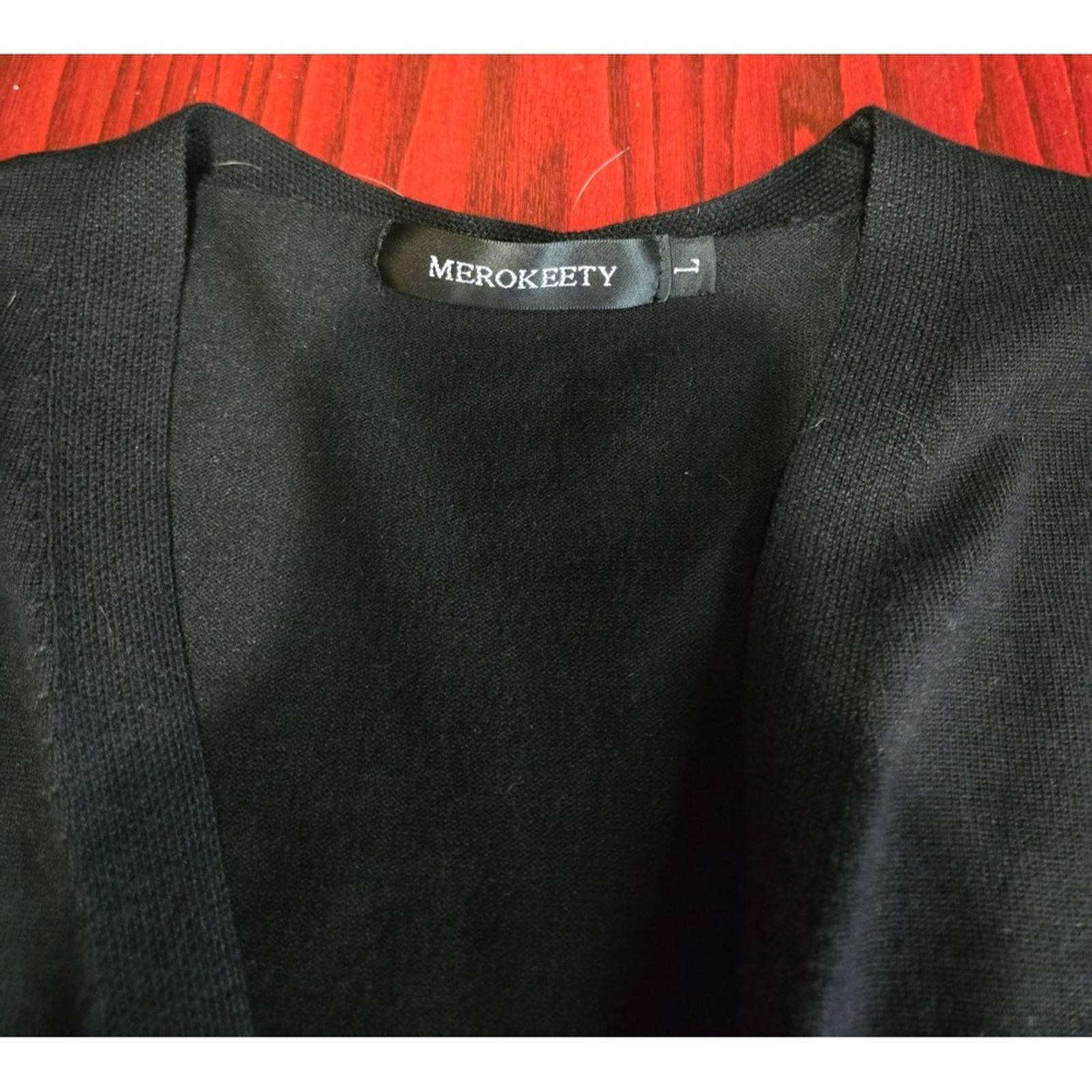 Merokeety Black Open Front Cardigan Sweater Women's Large