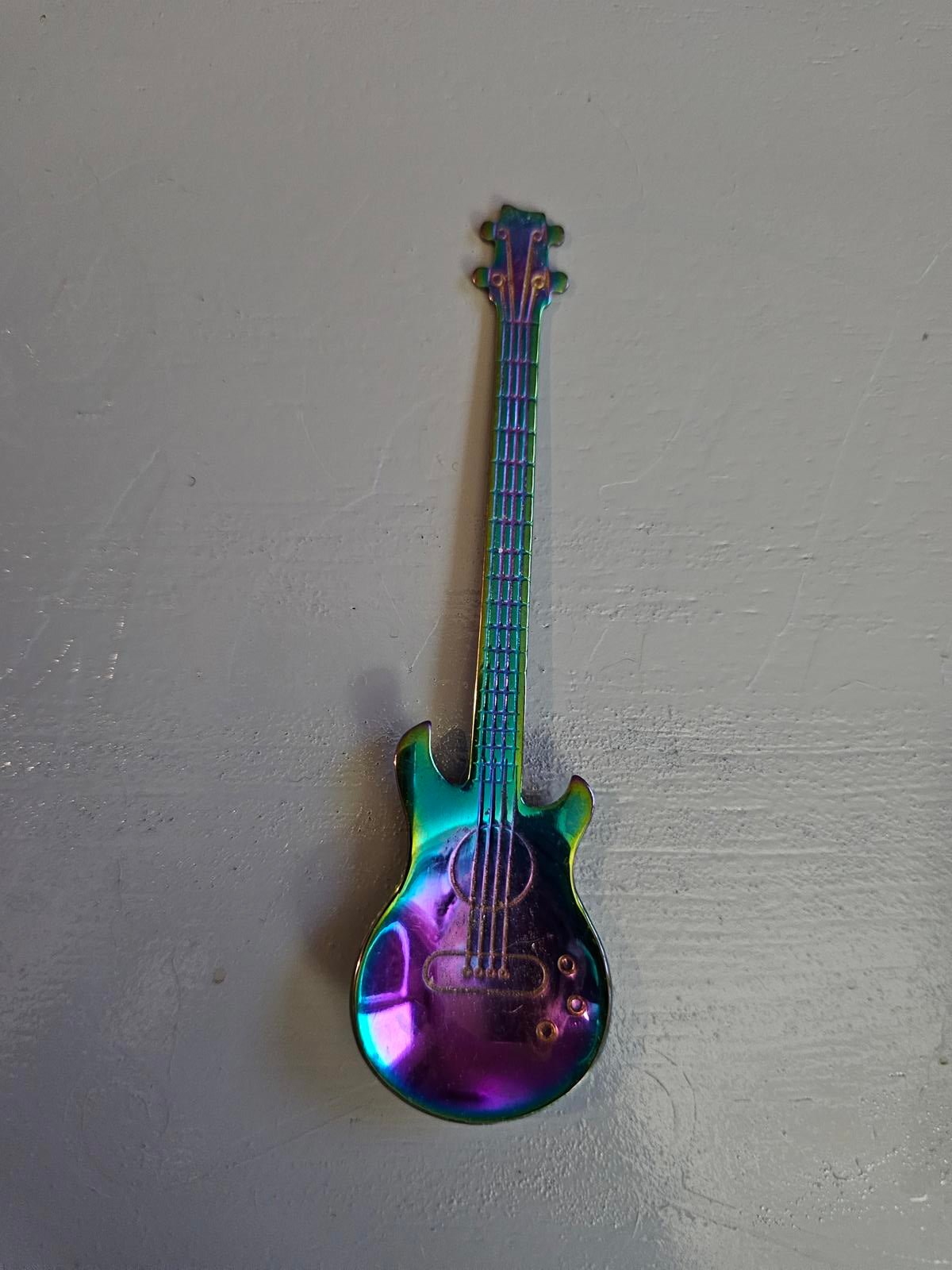 Rainbow Guitar Spoon Stainless Steel Iridescent Rock Star Vibes