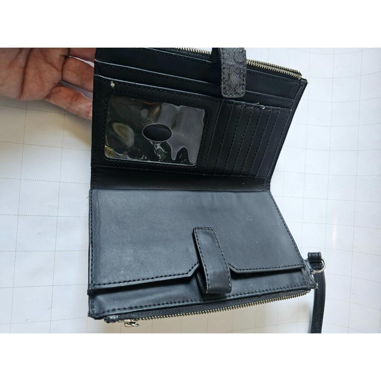 GUESS Classic Black Logo-Embossed Wallet Wristlet