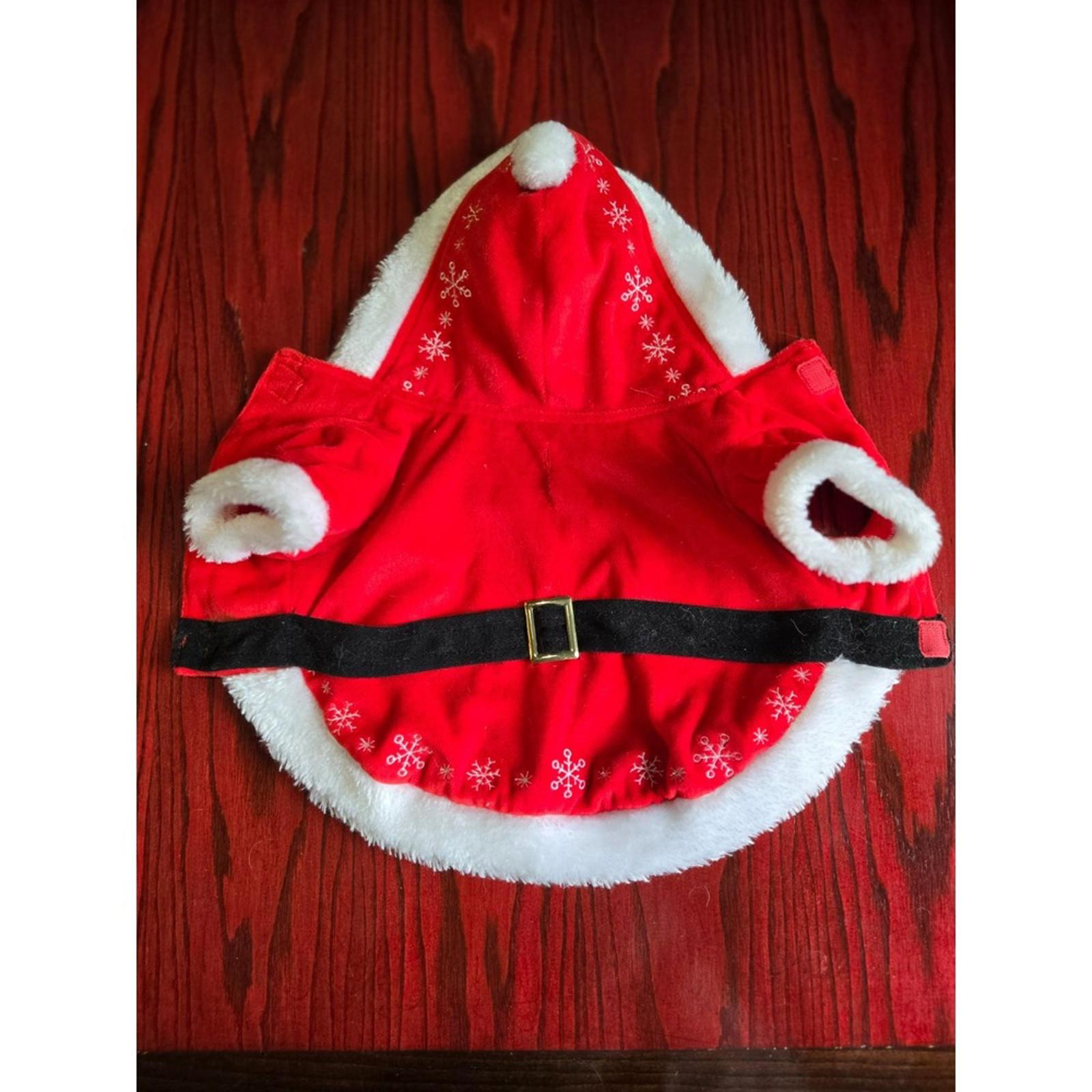 Santa Claus Dog Costume Pet Christmas Outfit with Hood Red White Suit