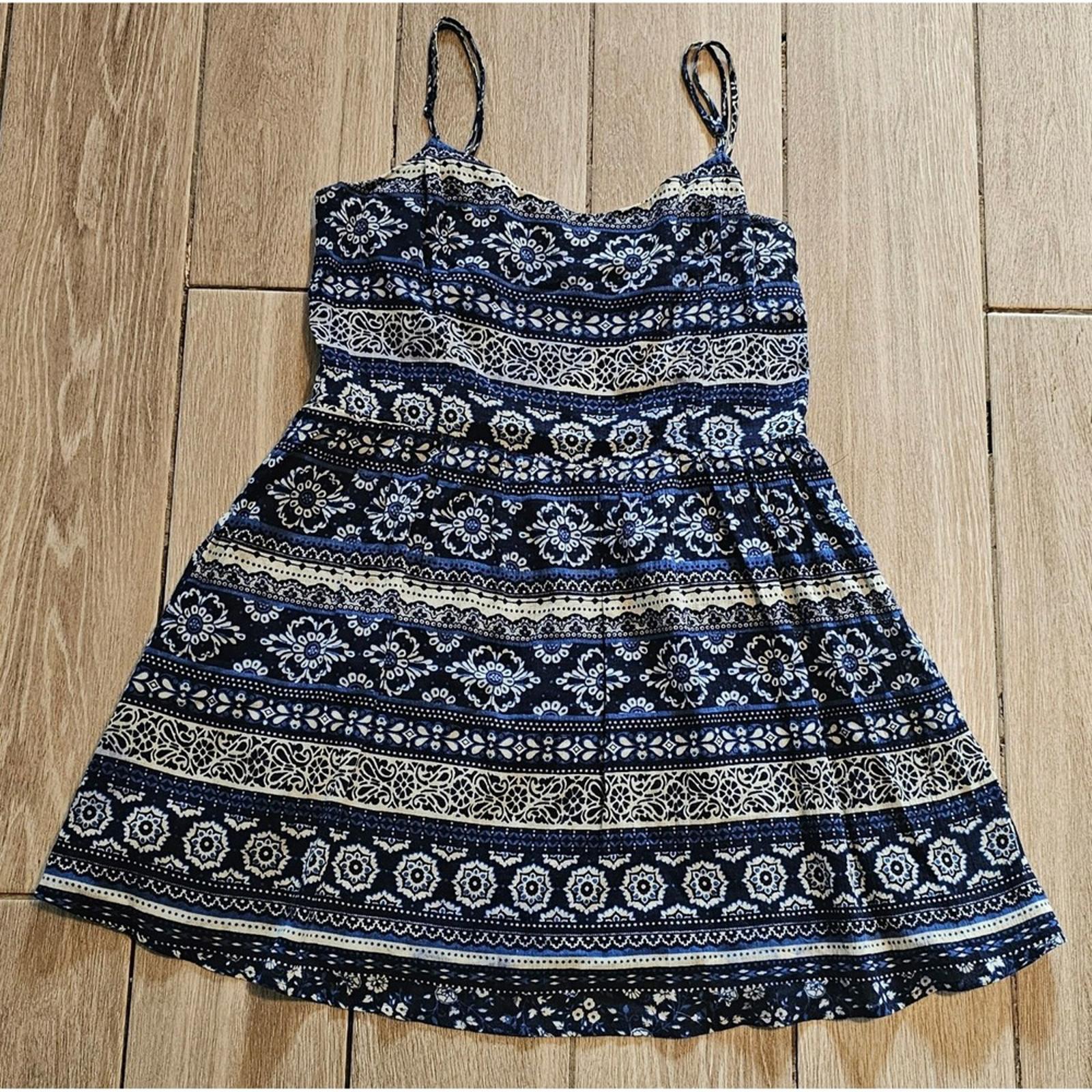 Forever 21 Blue Boho Floral Sundress Women's M Spaghetti Strap