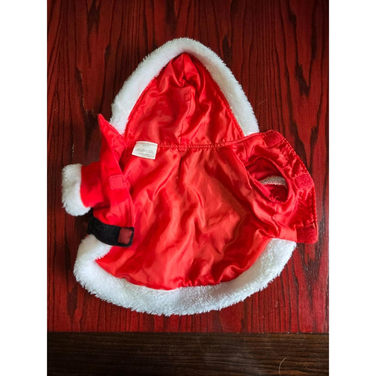 Santa Claus Dog Costume Pet Christmas Outfit with Hood Red White Suit