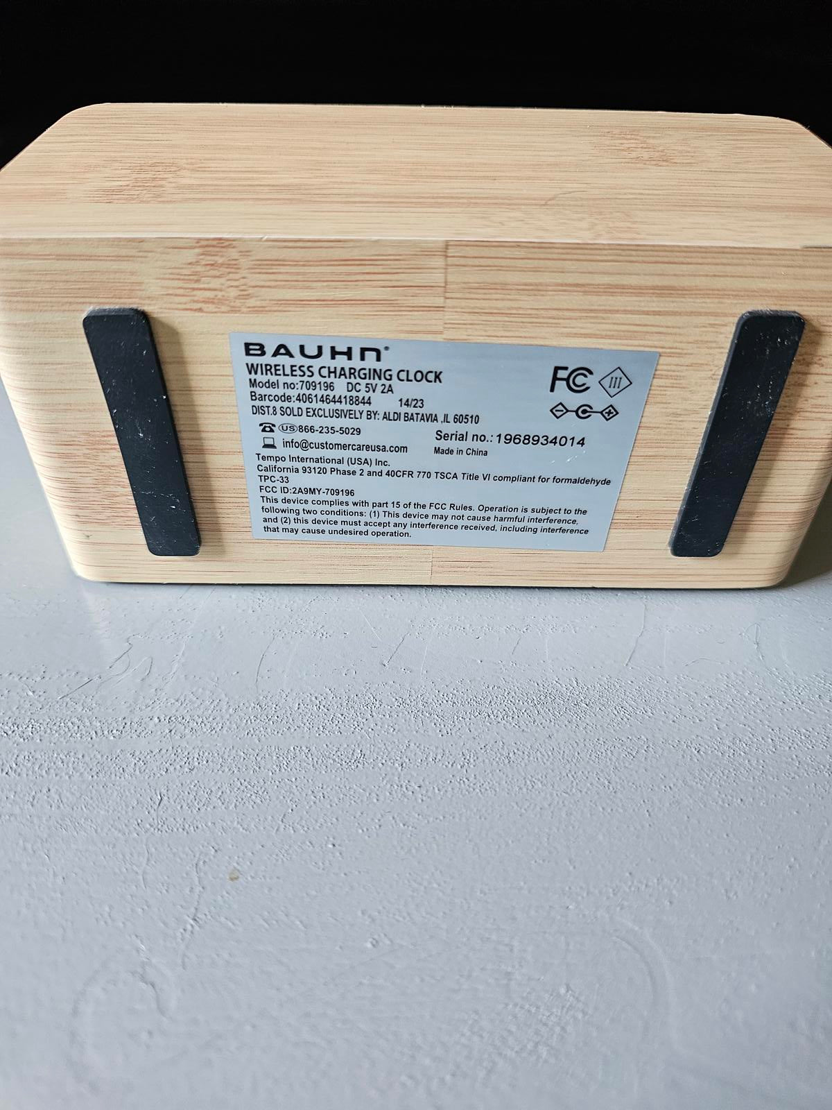Bauhn Wireless Charging Digital Clock Bamboo Wood Finish (Model 7091946)