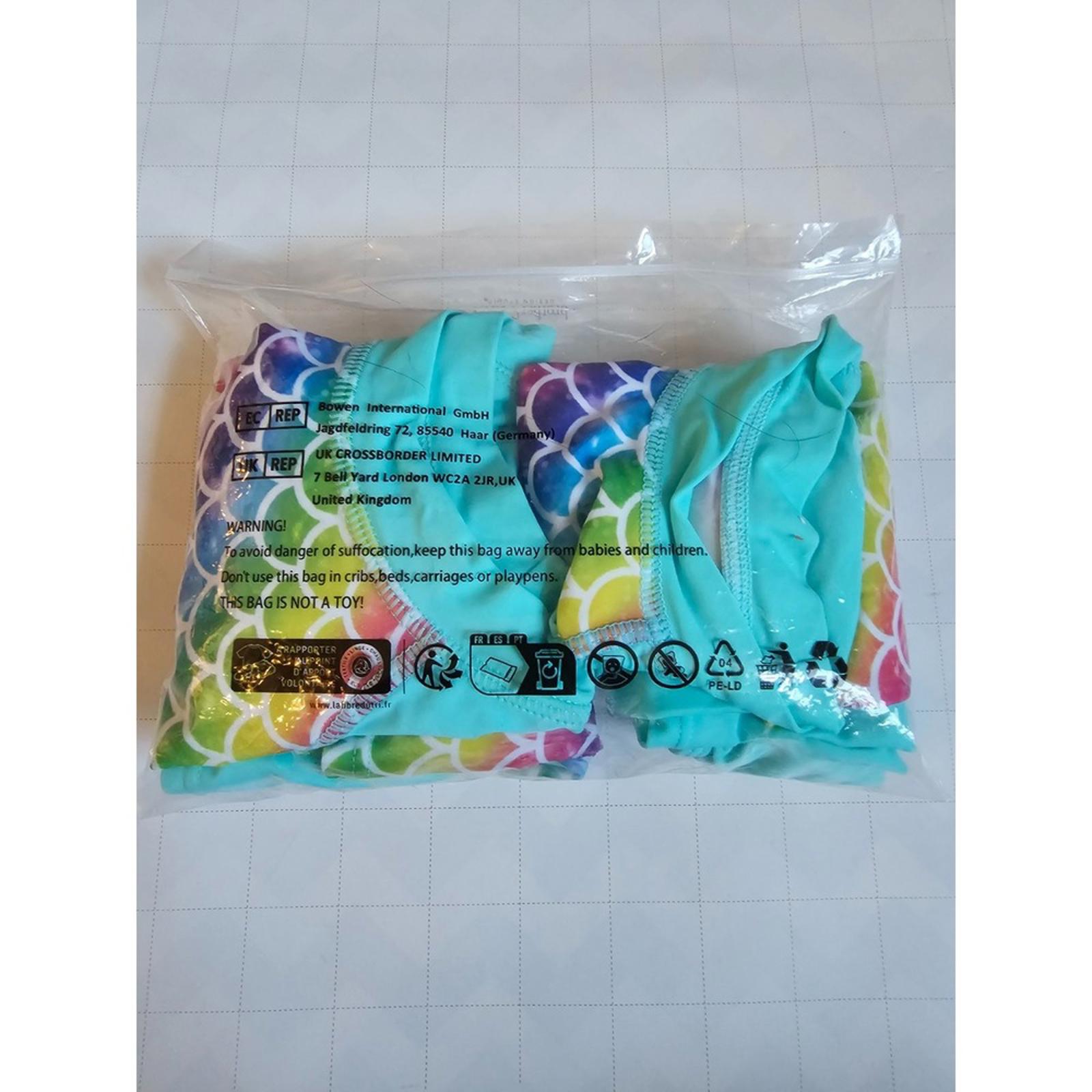 Girls Rash Guard Swimsuit Set Rainbow Mermaid Scales Sizes 2T and 3-4