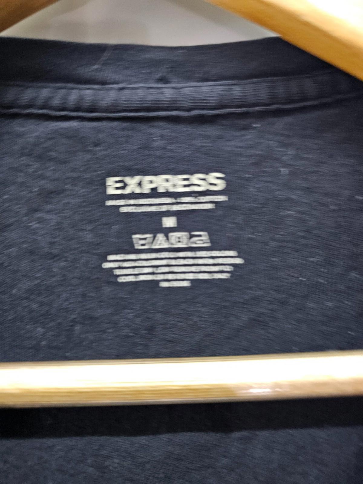 Express Rhinestone Logo T-Shirt Women's Medium Black Sparkle Graphic Tee