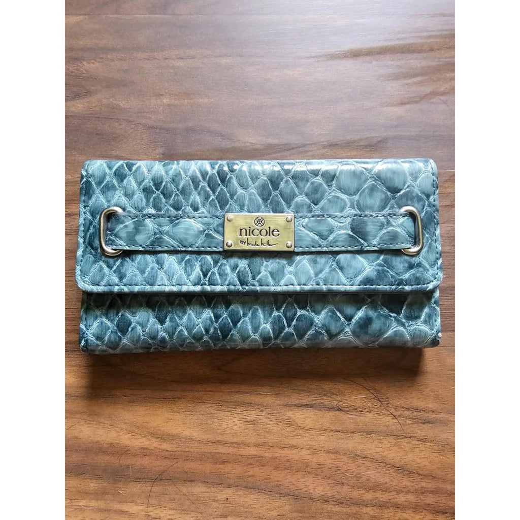 Nicole Miller Blue Snake-Print Wallet - Classy & Sassy!