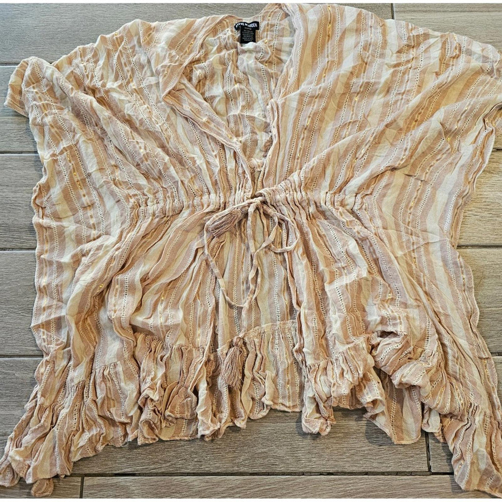 Steve Madden Gold Striped Sheer Shrug Sweater - One Size Fits All (Seriously!)