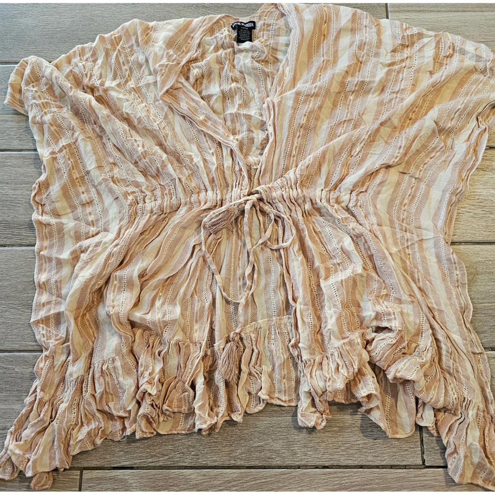 Steve Madden Gold Striped Sheer Shrug Sweater - One Size Fits All (Seriously!)
