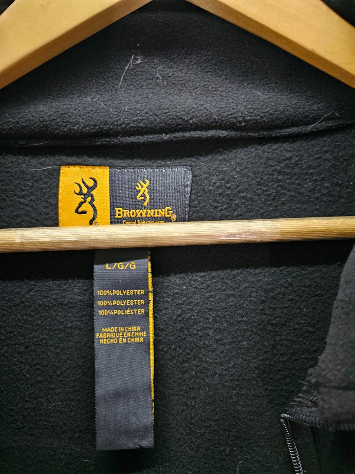 Browning Jacket Men's Fleece Large L Black Full Zip W/ Pockets