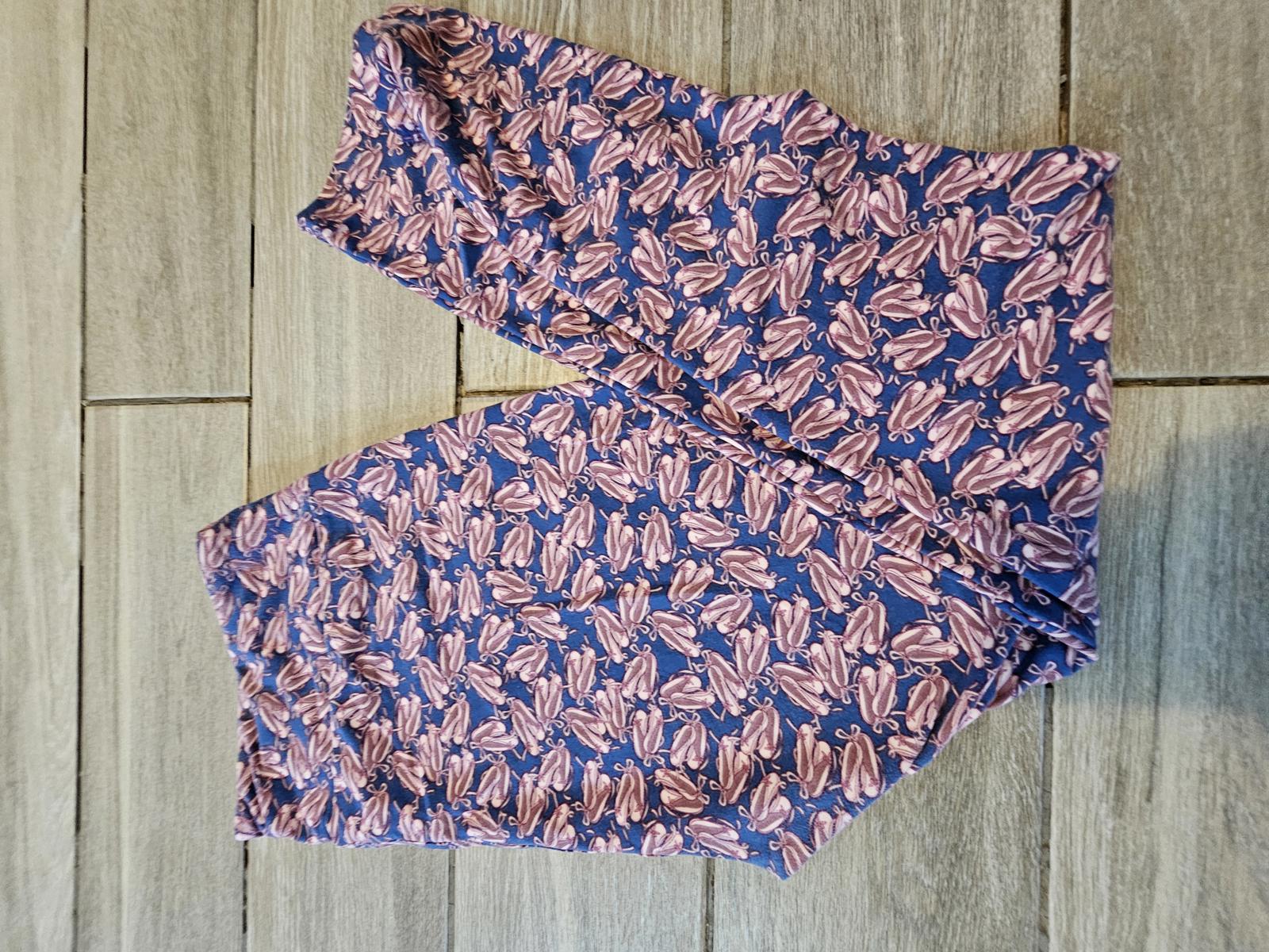 Lularoe TC Leggings Blue Pink Ballet Shoes Print Soft Stretch Dance