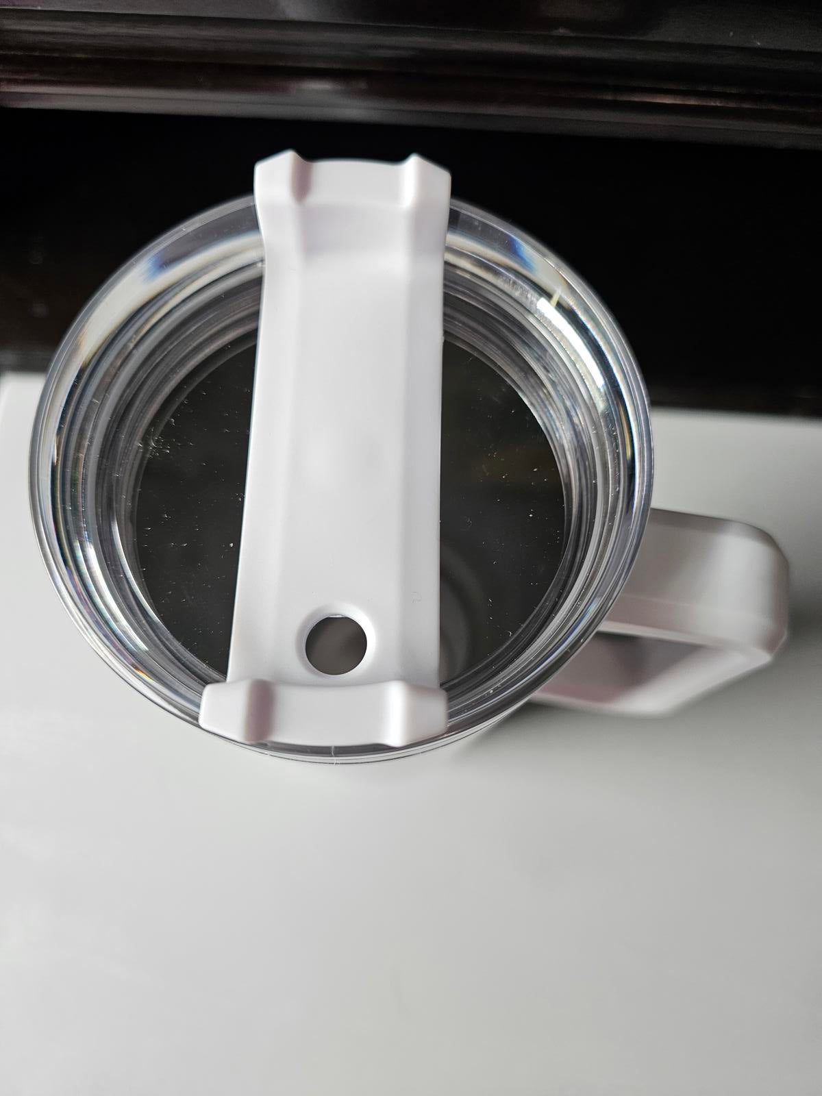 40oz White Insulated Travel Mug with Handle & Lid – Sublimation Ready / Blank