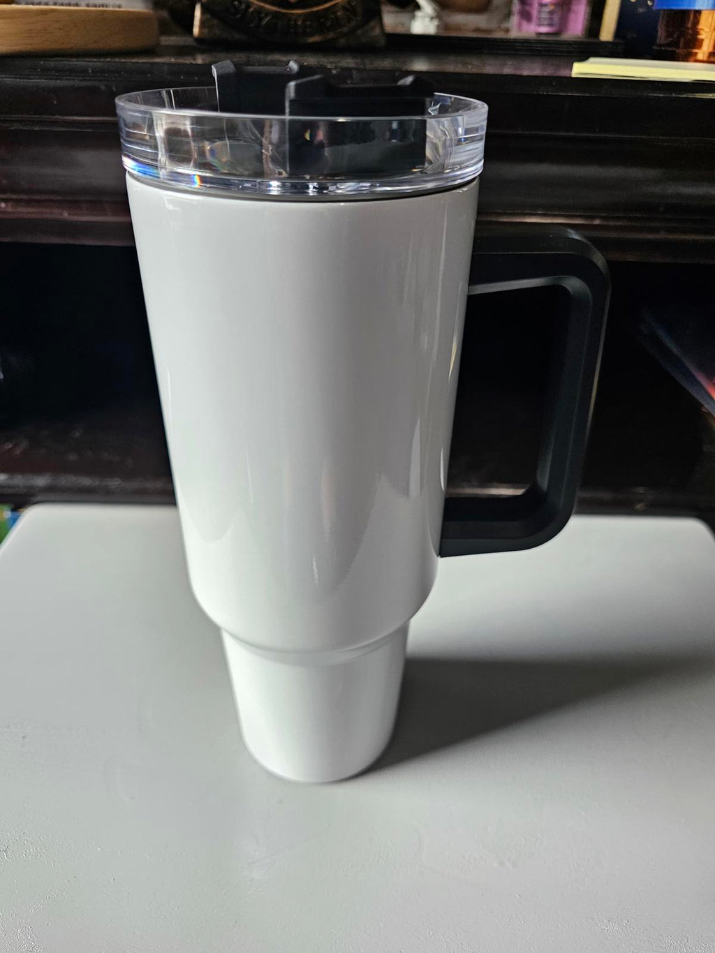 40oz Black Handle White Insulated Travel Mug with Lid – Sublimation Blank