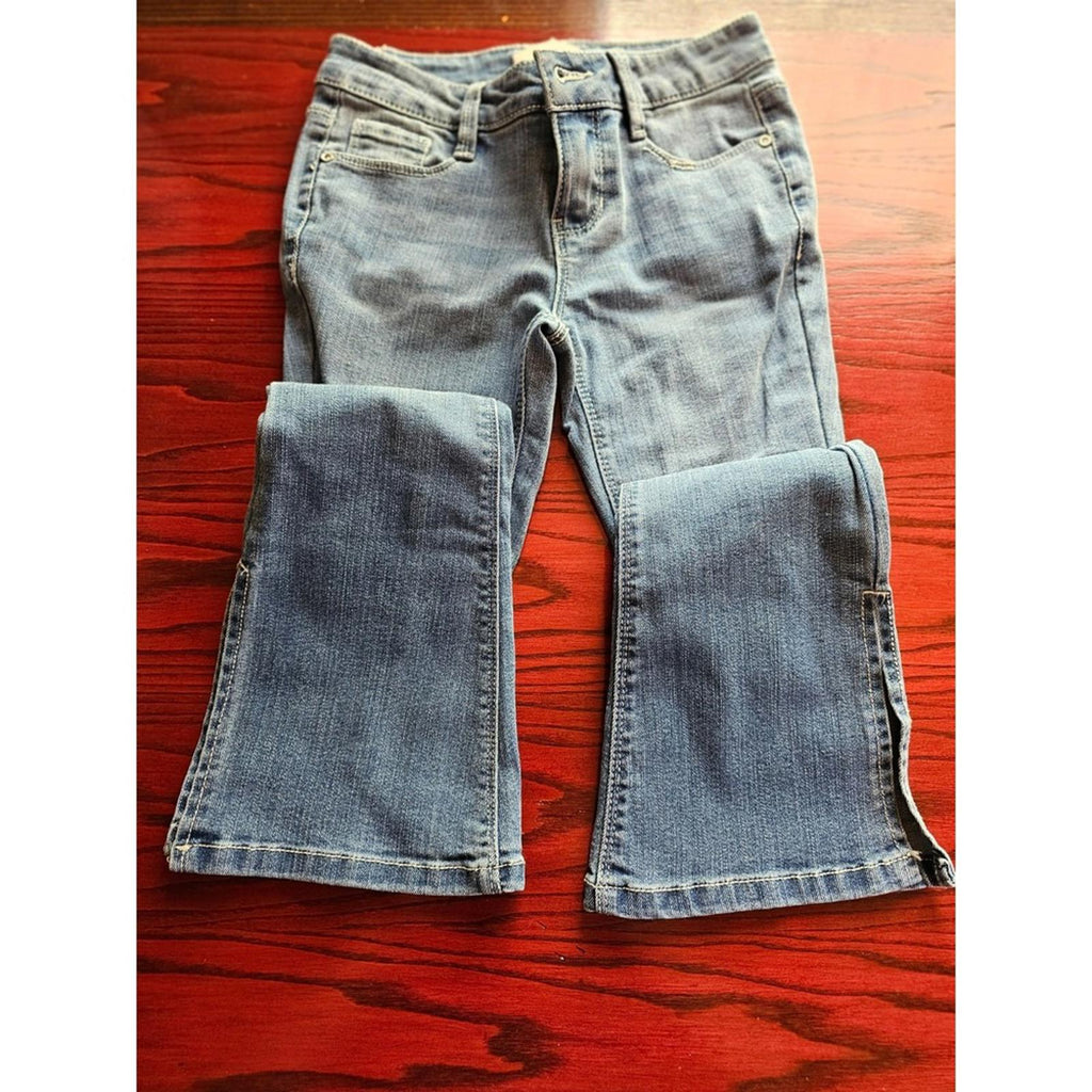 Squeeze Girls Bootcut Jeans Size 7 Light Wash Stretch Distressed NWT