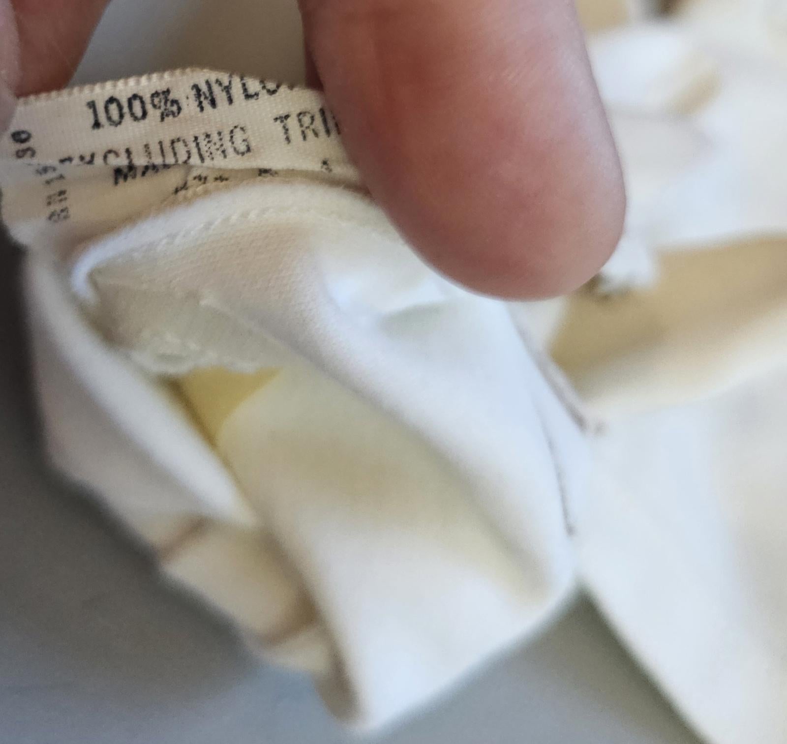 Vintage White Nylon Dress Gloves with Black Chevron Trim Size 8 Made in USA