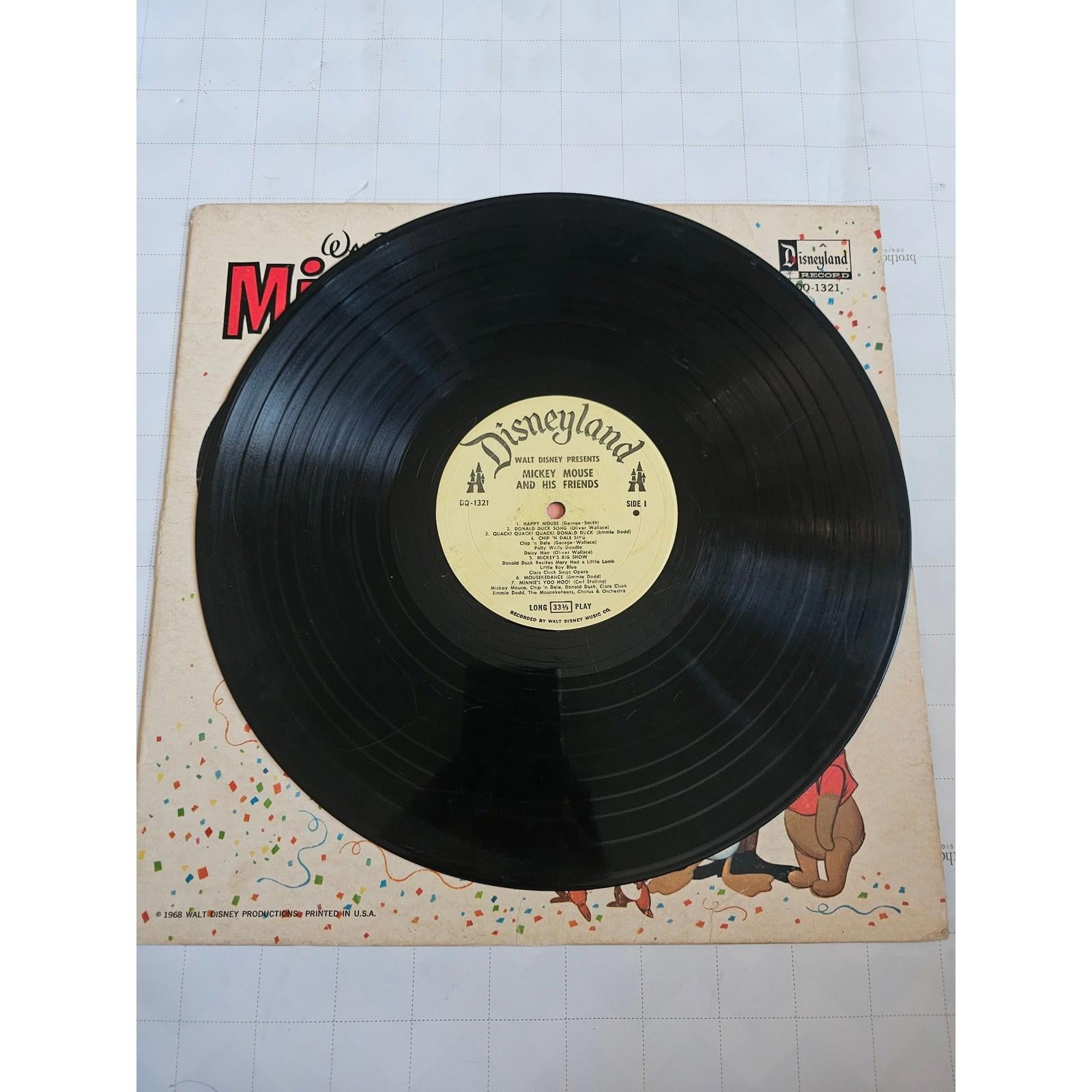 Vintage Walt Disney's Mickey Mouse and His Friends Disneyland Record LP 1968