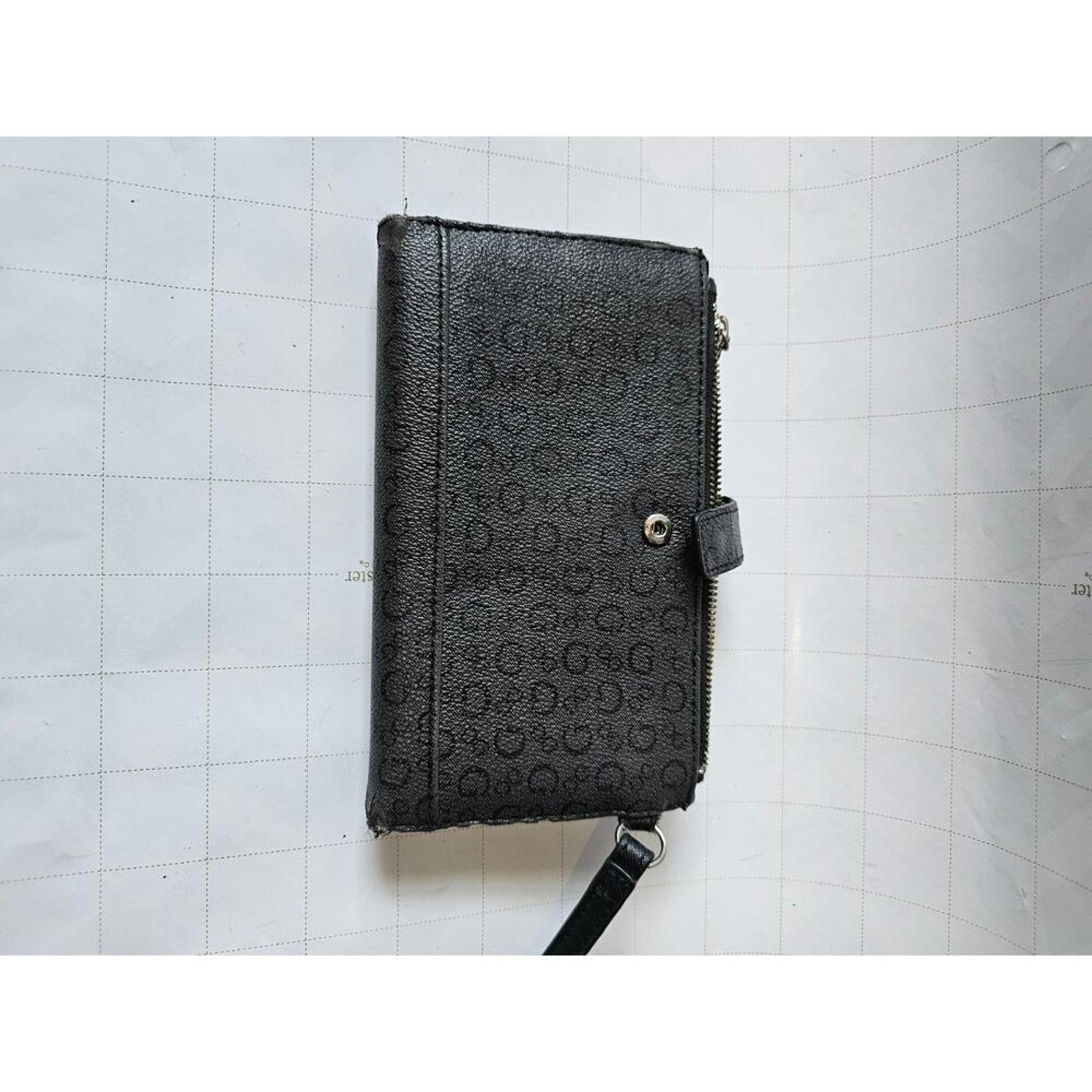 GUESS Classic Black Logo-Embossed Wallet Wristlet
