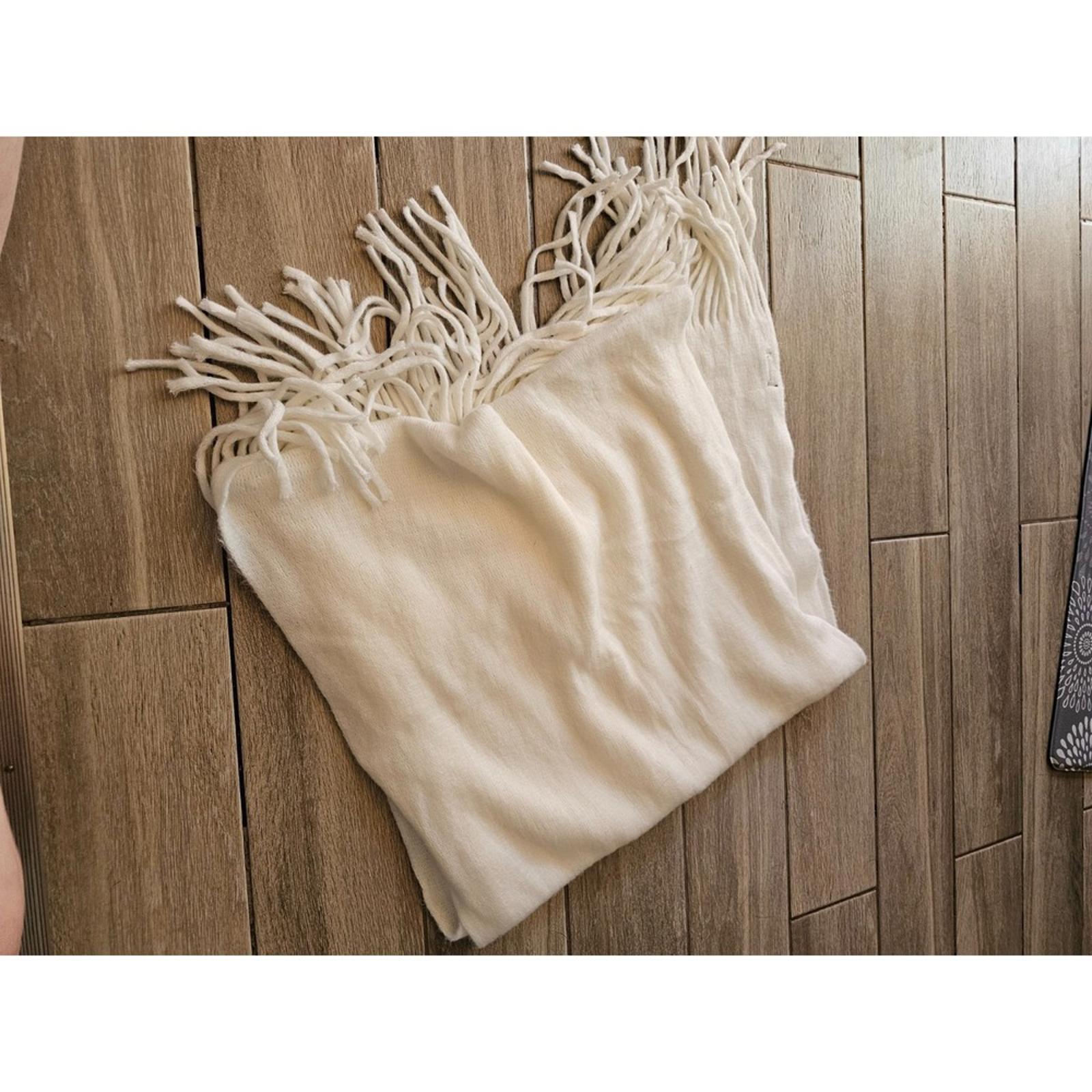 Steve Madden Cream Cozy Fringe Scarf