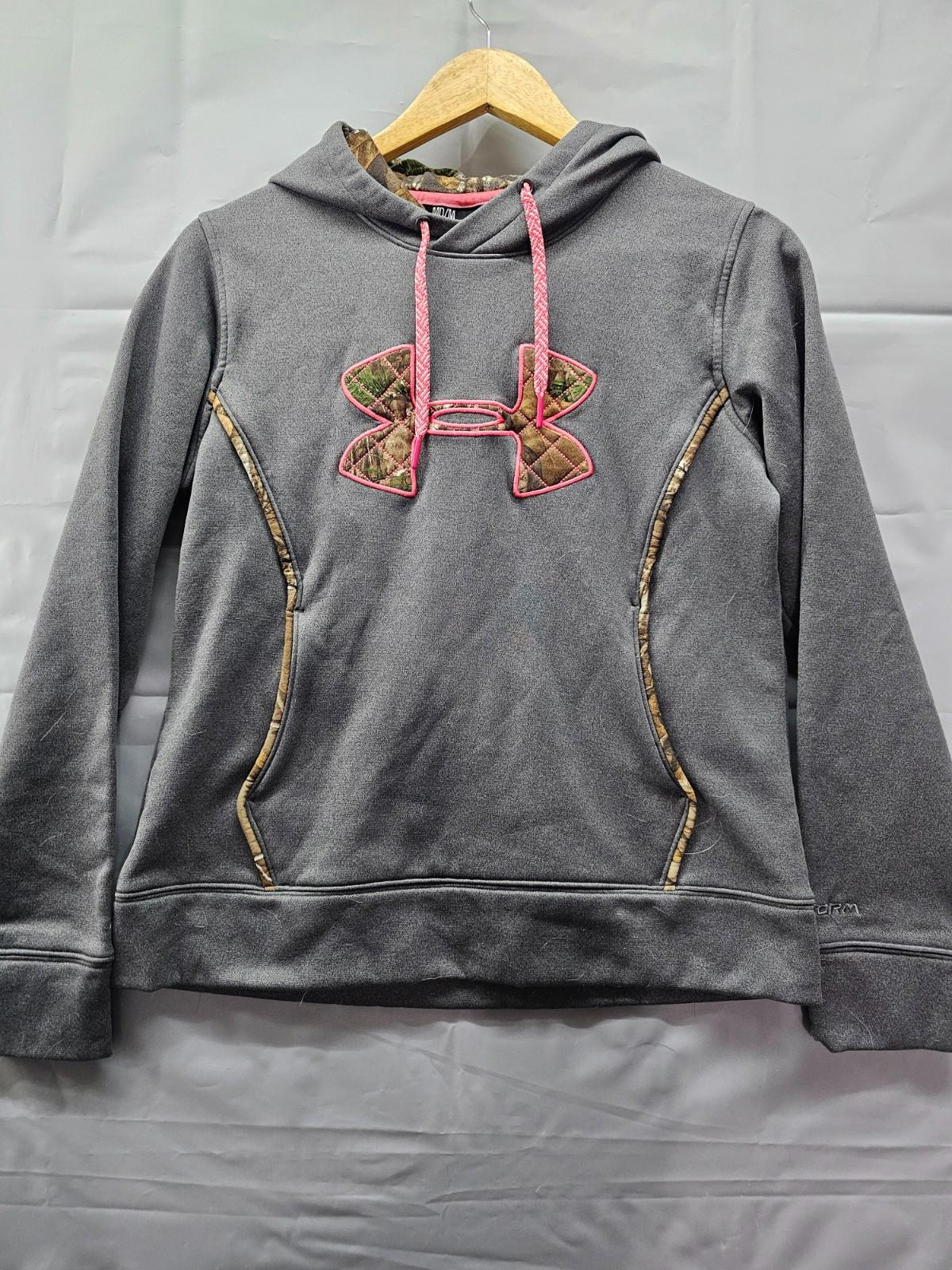 Under Armour Hoodie Women's Medium Black Pink Camo Pullover Sweatshirt