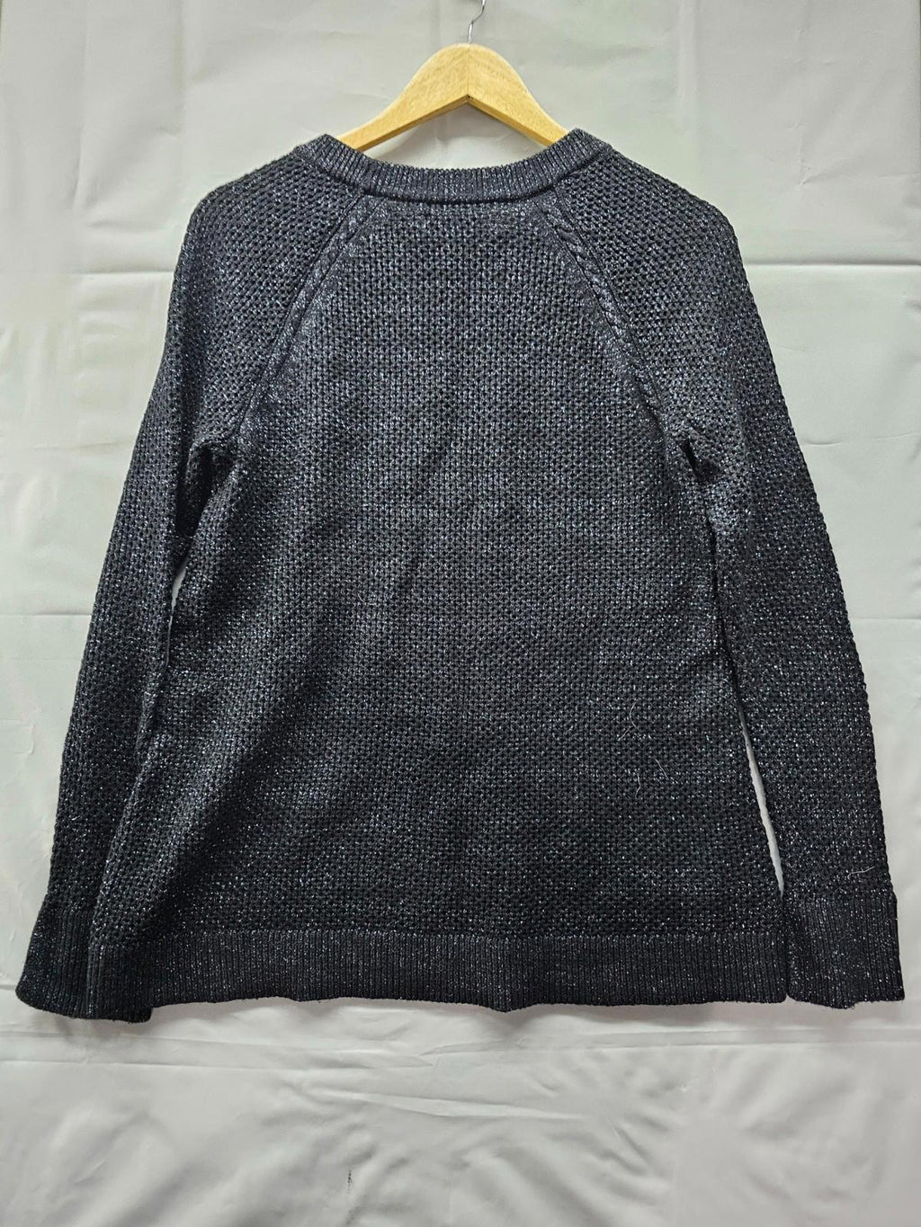 LOFT Black Silver Sparkle Stretch Knit Pullover Sweater Size Medium
