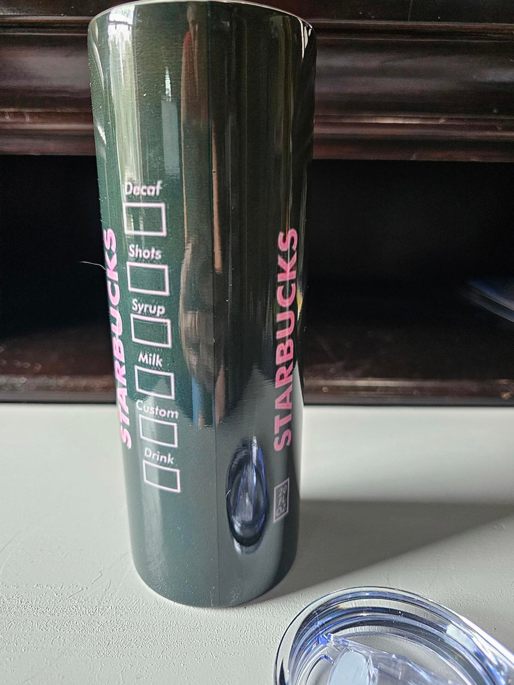 Custom 20oz Starbucks-Inspired Tumbler – Pink Logo & Leopard Print