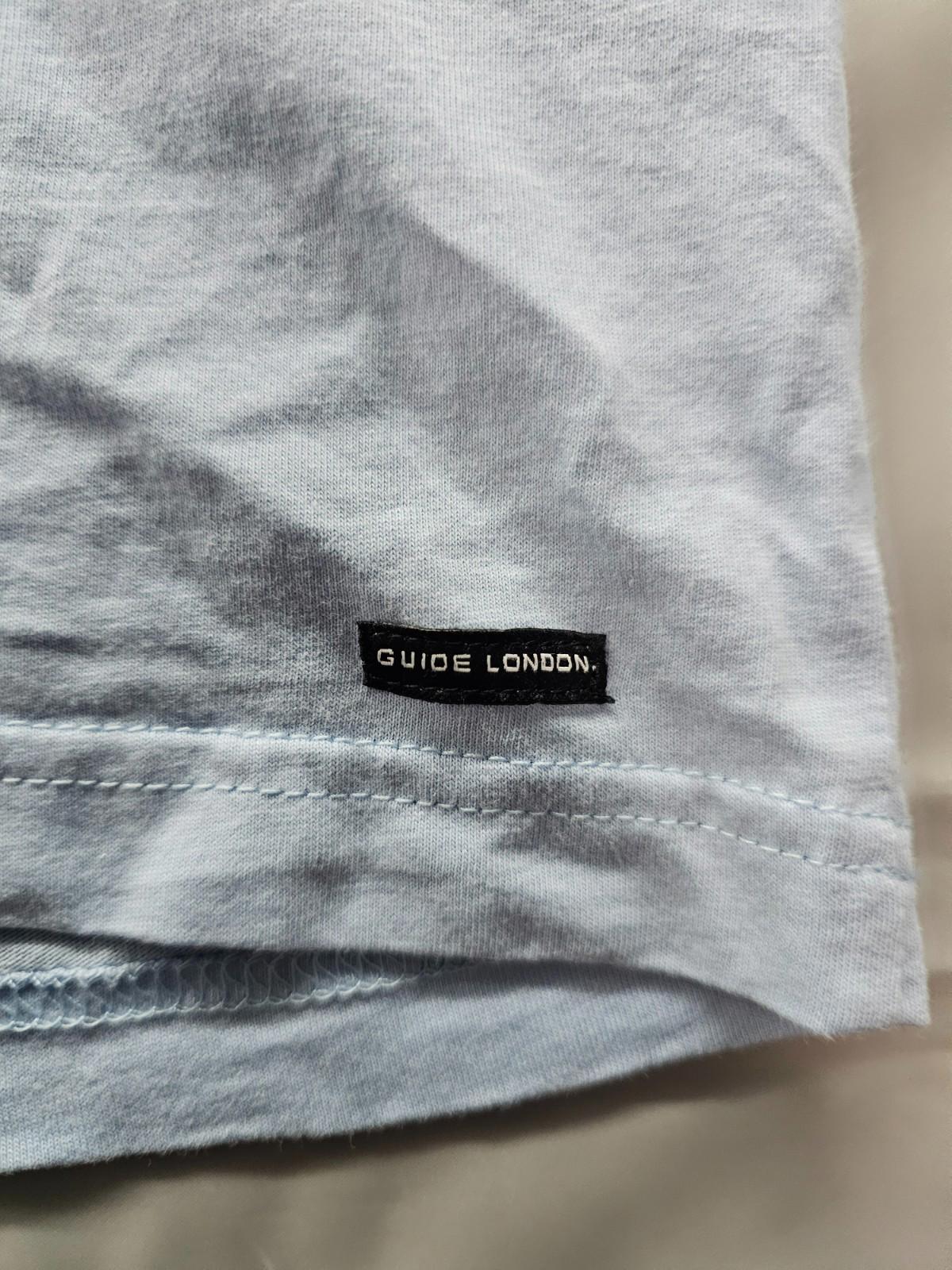 Guide London Premium Range Small Light Blue Polka Dot Accent Shirt Tee