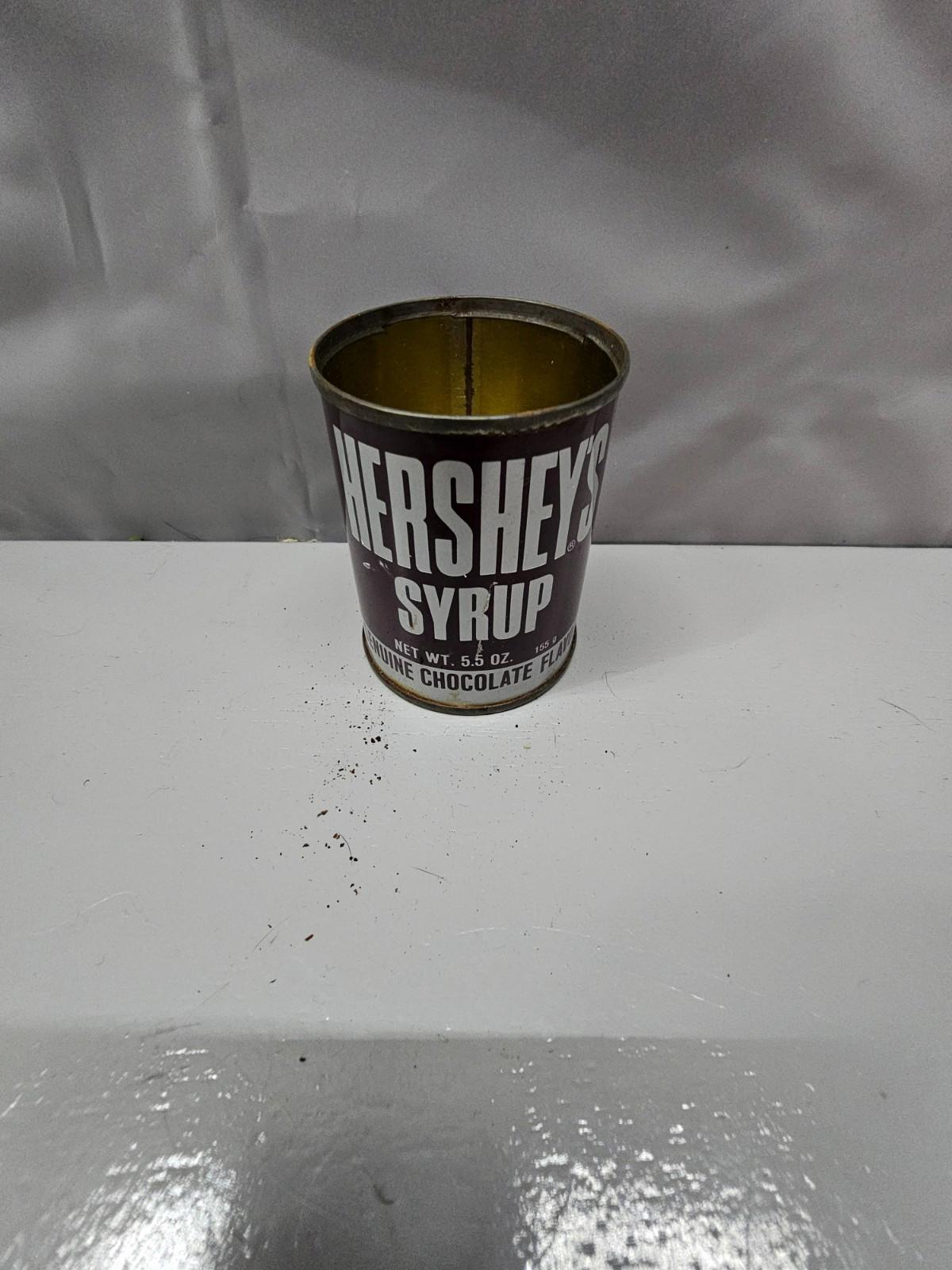 Vintage Hershey's Syrup Tin 5.5 Ounces Hershey Chocolate Container; Opened Empty