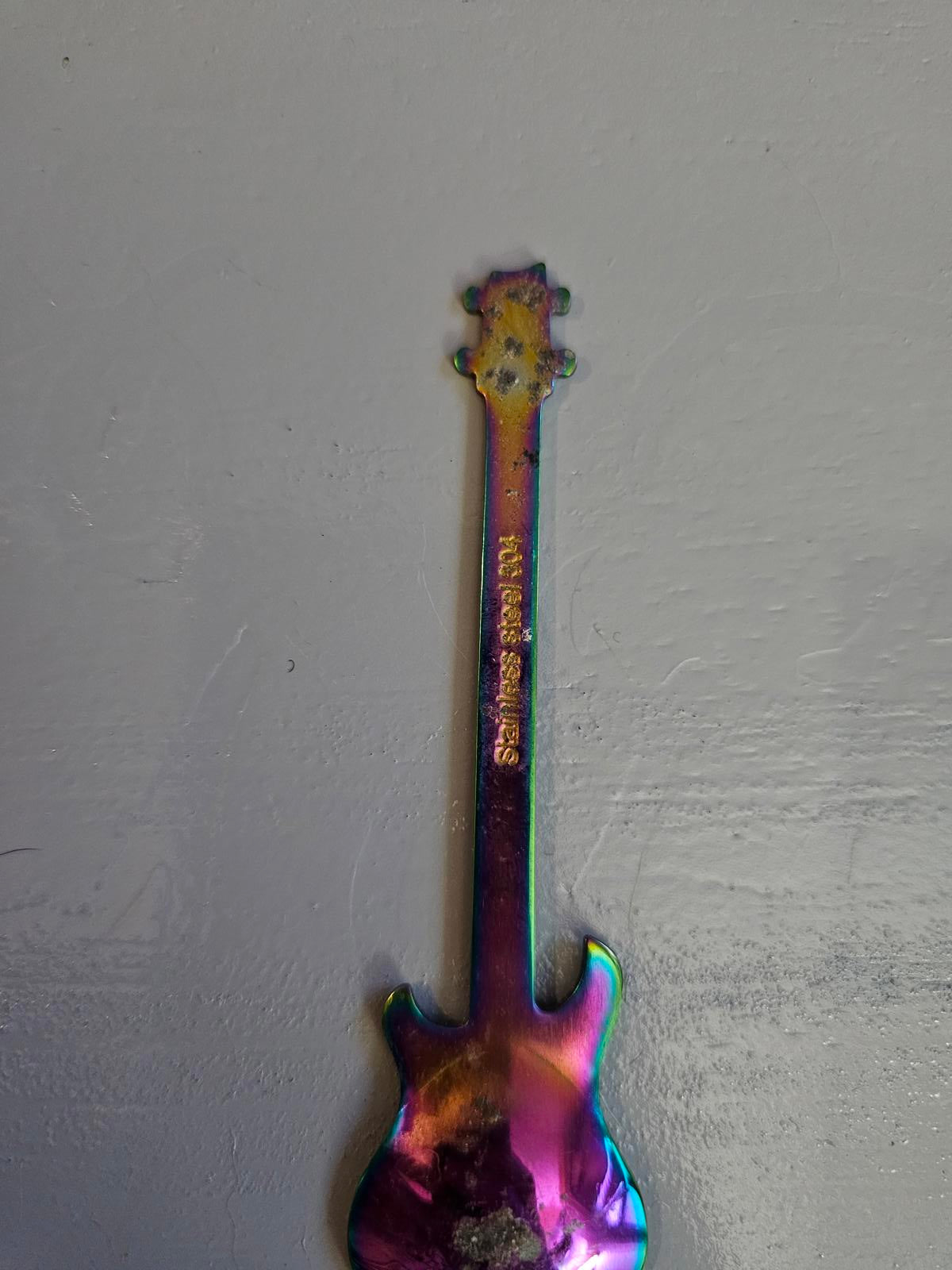 Rainbow Guitar Spoon Stainless Steel Iridescent Rock Star Vibes