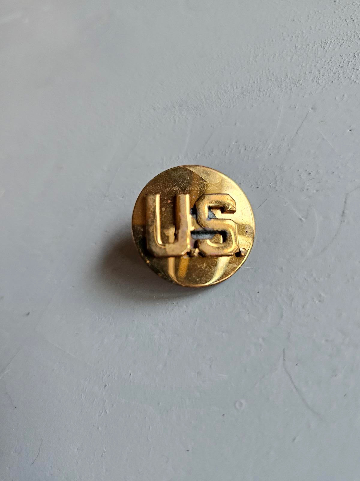 Vintage U.S. Army Collar Brass Insignia Pin – WWII Era Military Uniform Badge