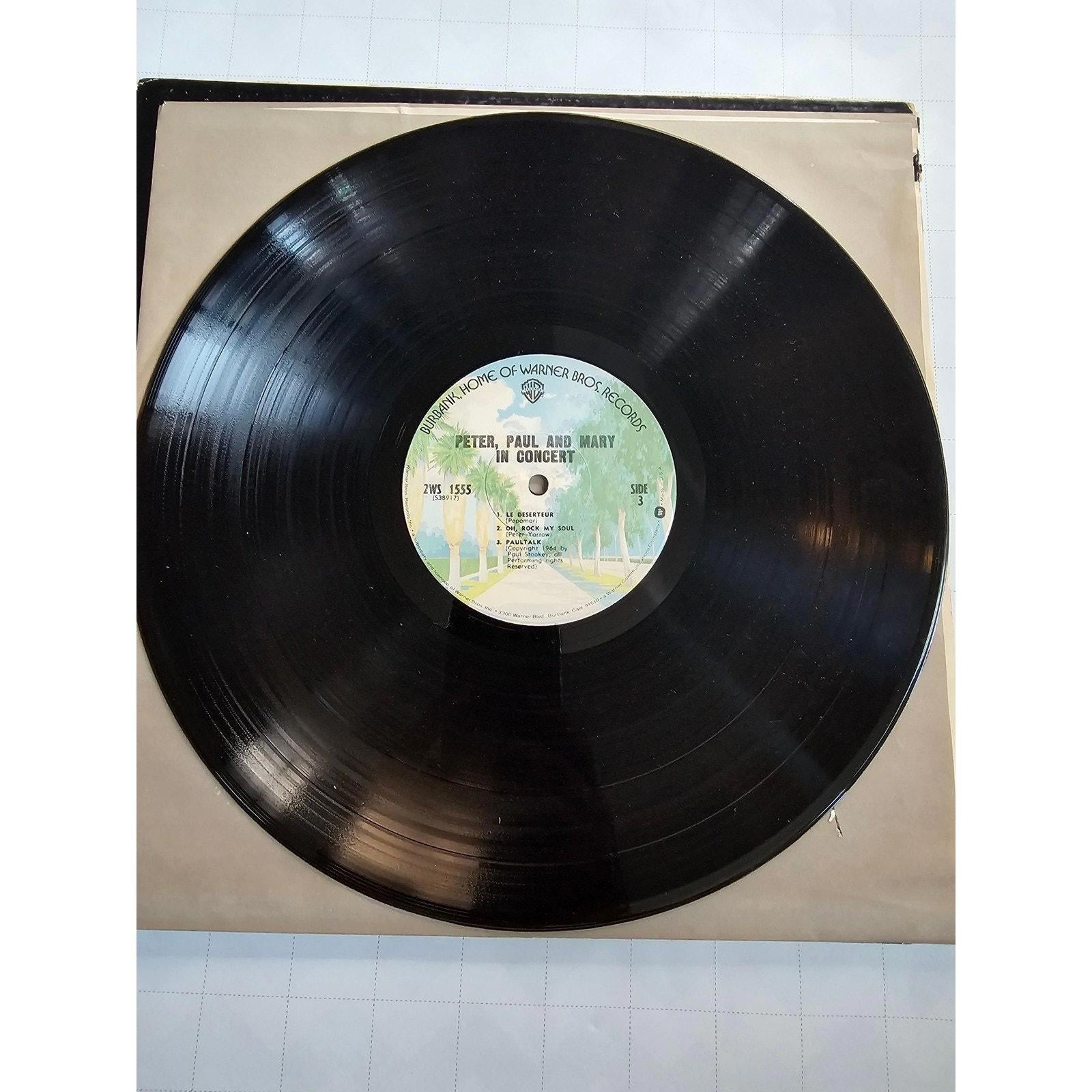 Peter Paul and Mary In Concert Vinyl Record Album Warner Bros 2WS 1555 - good-g-