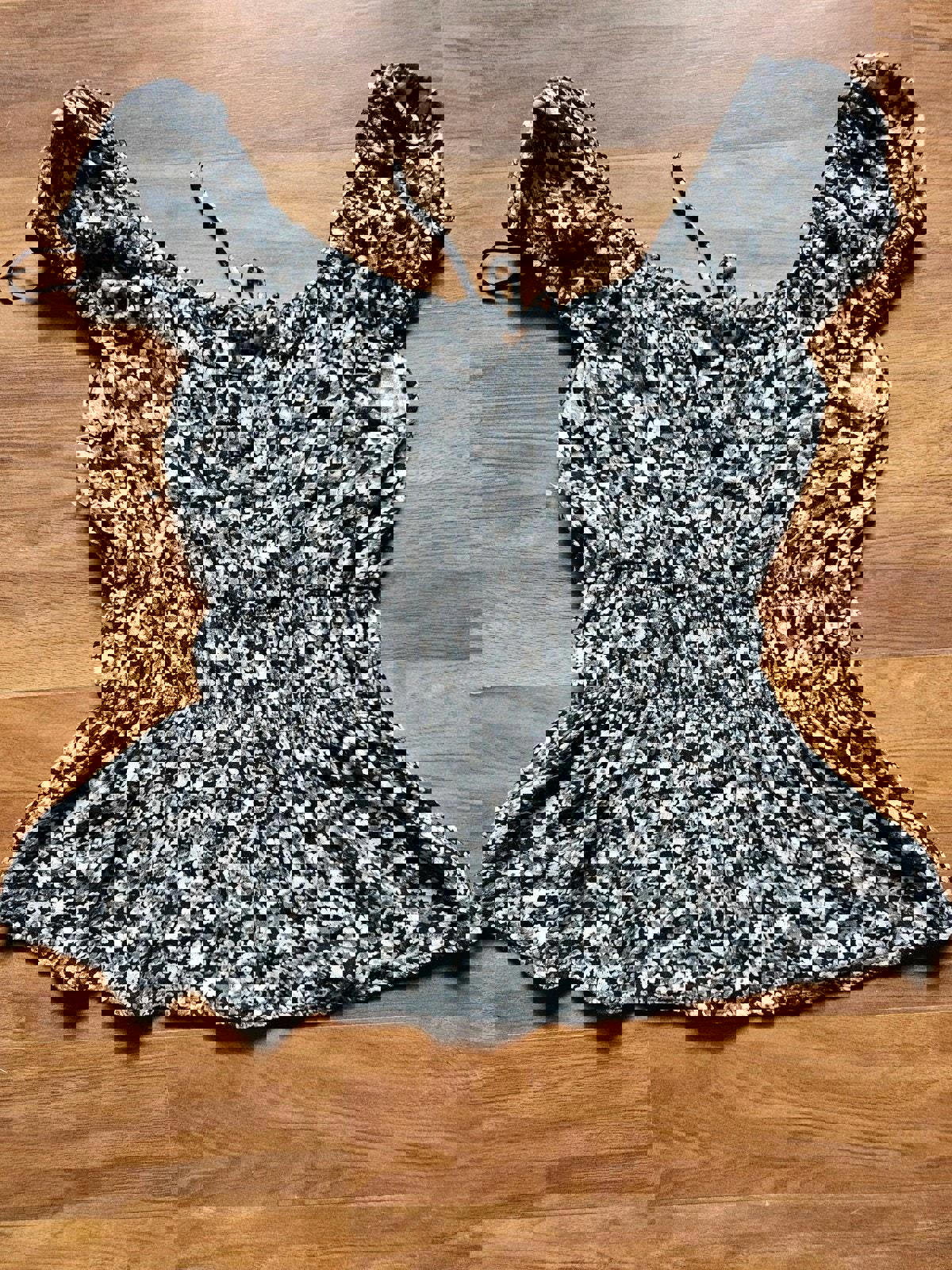 Old Navy Women's Black White Floral Off Shoulder Blouse M