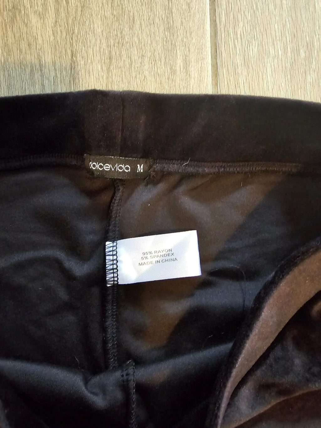Dolcevida Black Velour Leggings Medium Soft Stretch Pull On Luxe Lounge